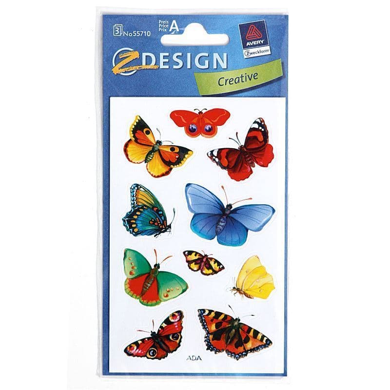 Zweckform klistermærker 'Store sommerfugle', papir, flerfarvet