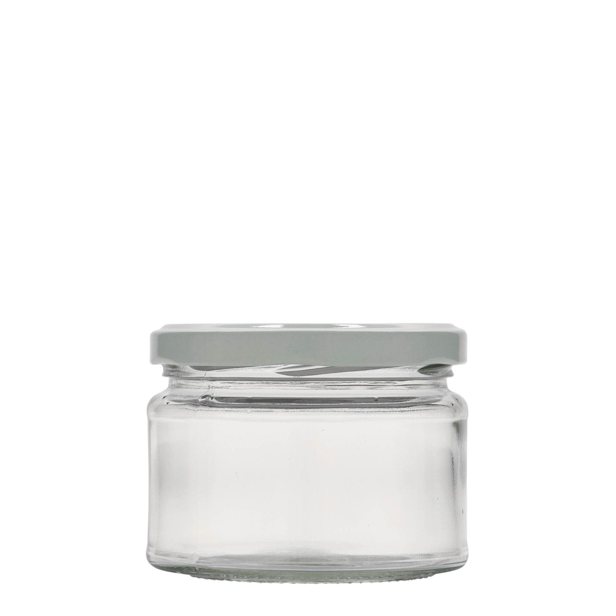 280 ml fladt rundt glas, åbning: Twist-Off (TO 82) 280 ml fladt rundt glas, åbning: Twist-Off (TO 82)