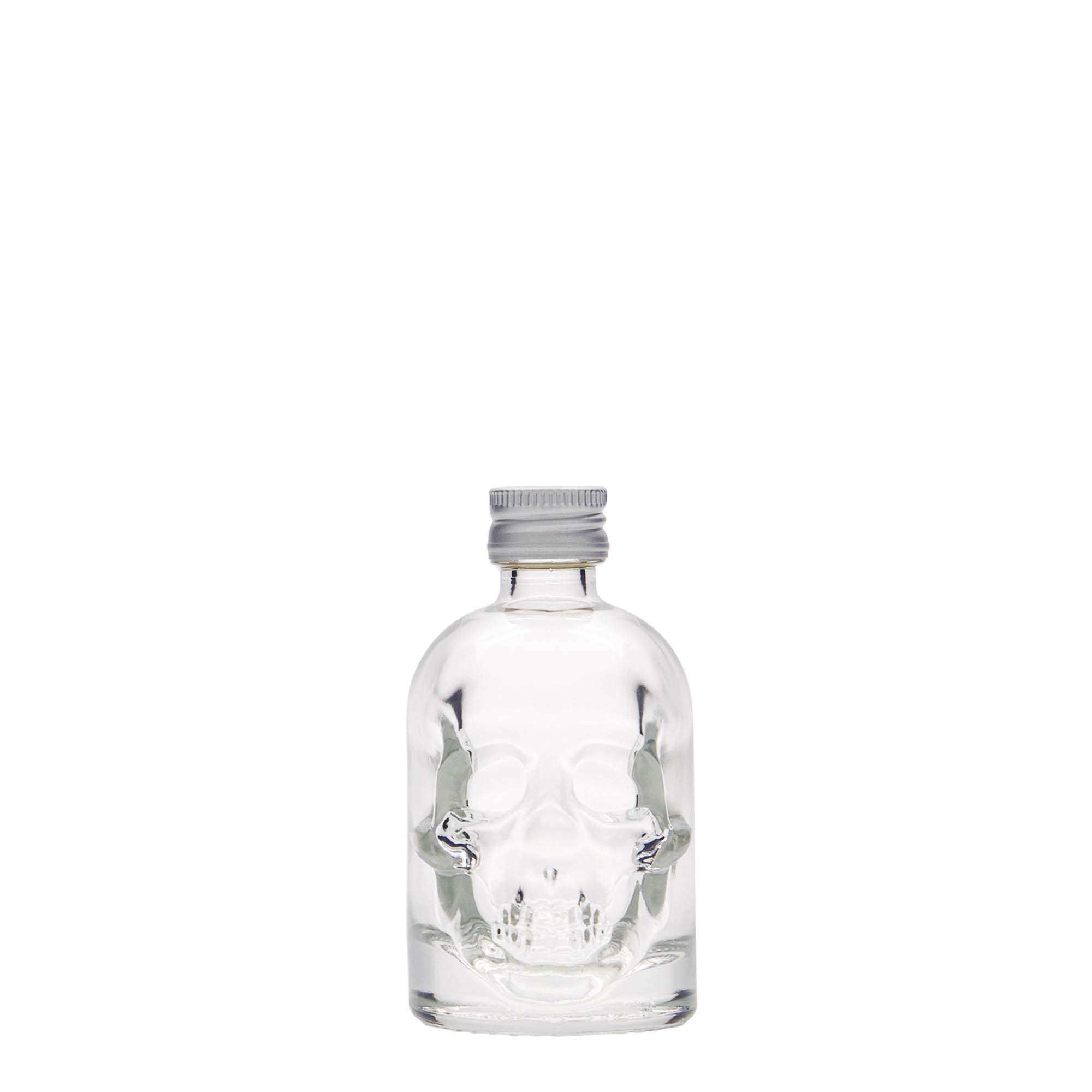 50 ml glasflaske 'Dødningehoved', åbning: PP 18 50 ml glasflaske 'Dødningehoved', åbning: PP 18