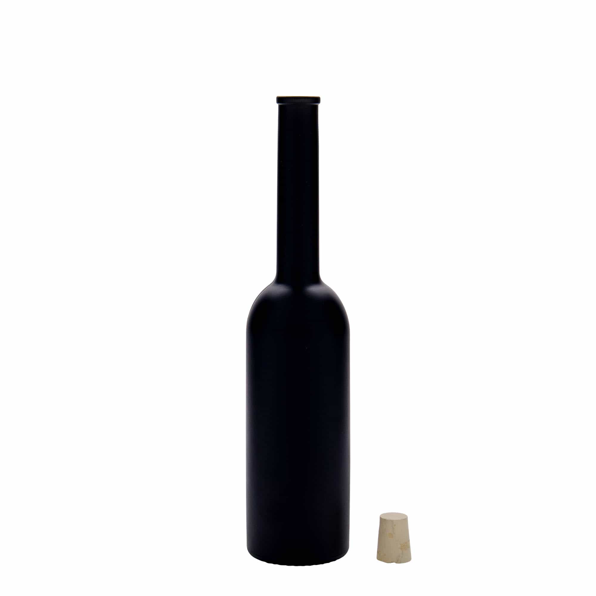 200 ml glasflaske 'Opera', sort, åbning: Kork