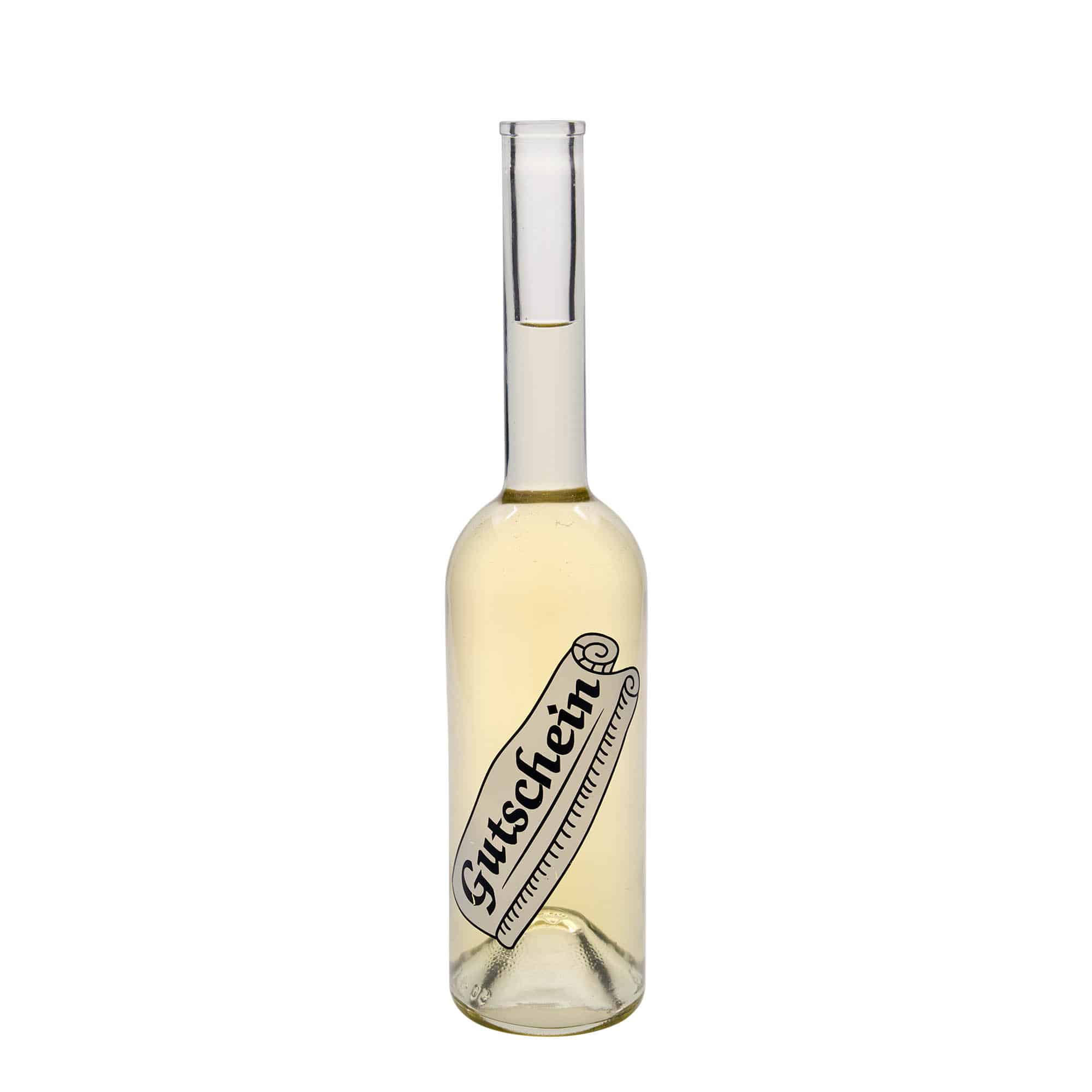 500 ml glasflaske 'Opera', motiv: gavekort, åbning: kork