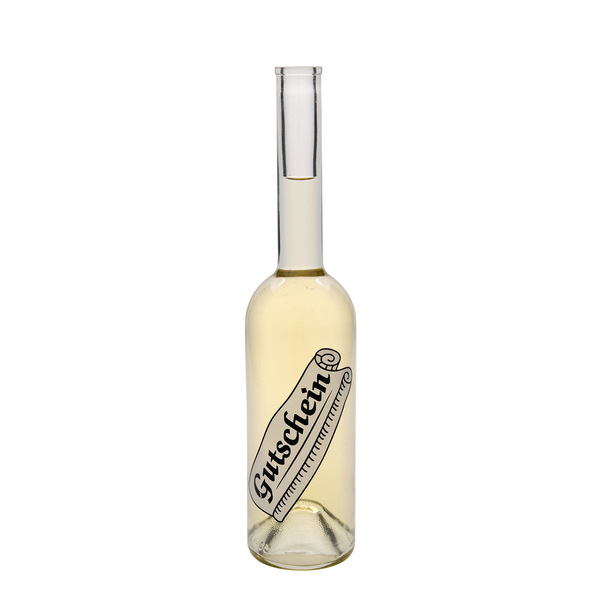 500 ml glasflaske 'Opera', motiv: gavekort, åbning: kork