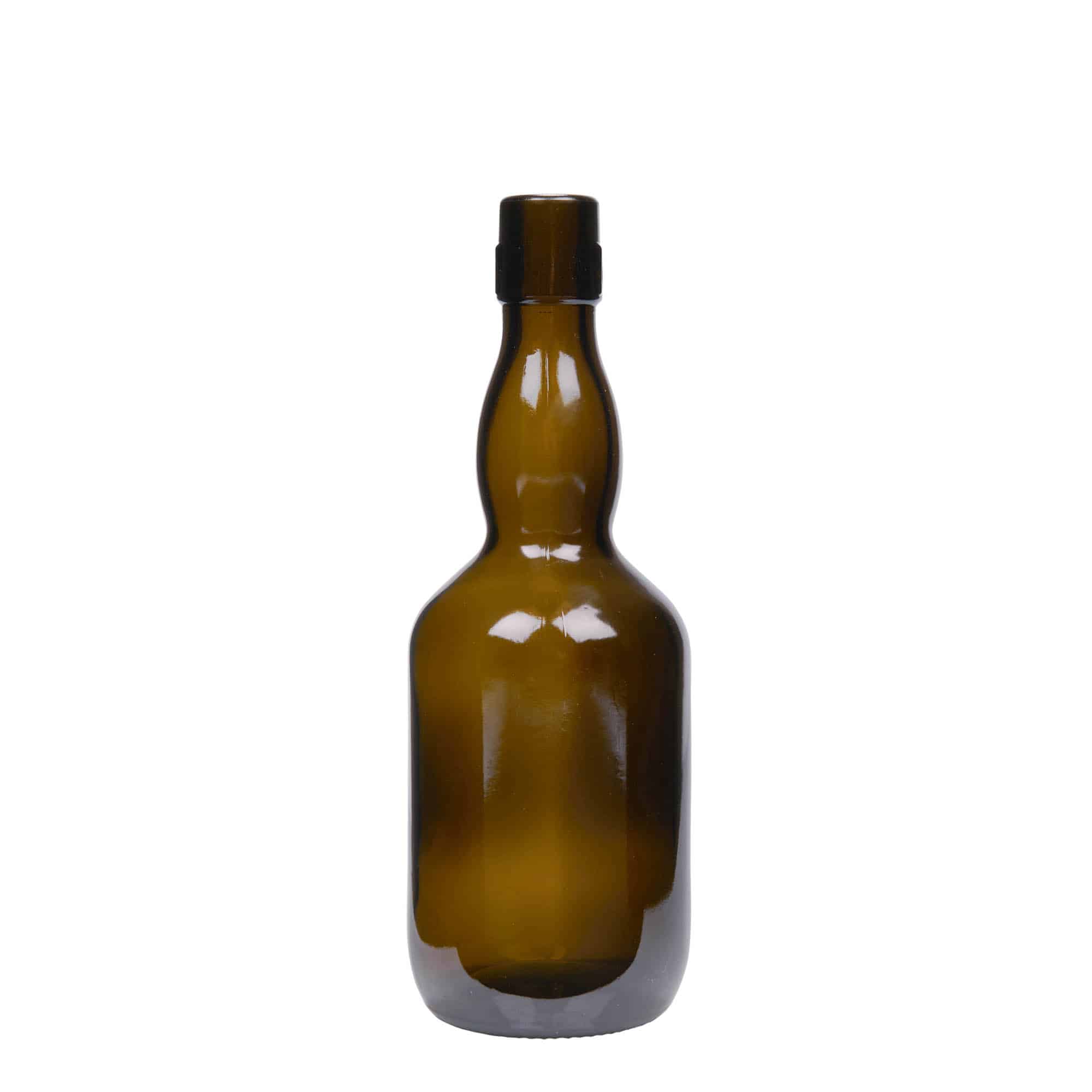 500 ml ølflaske, krum hals, glas, antikgrøn, åbning: Patentlåg 500 ml ølflaske, krum hals, glas, antikgrøn, åbning: Patentlåg