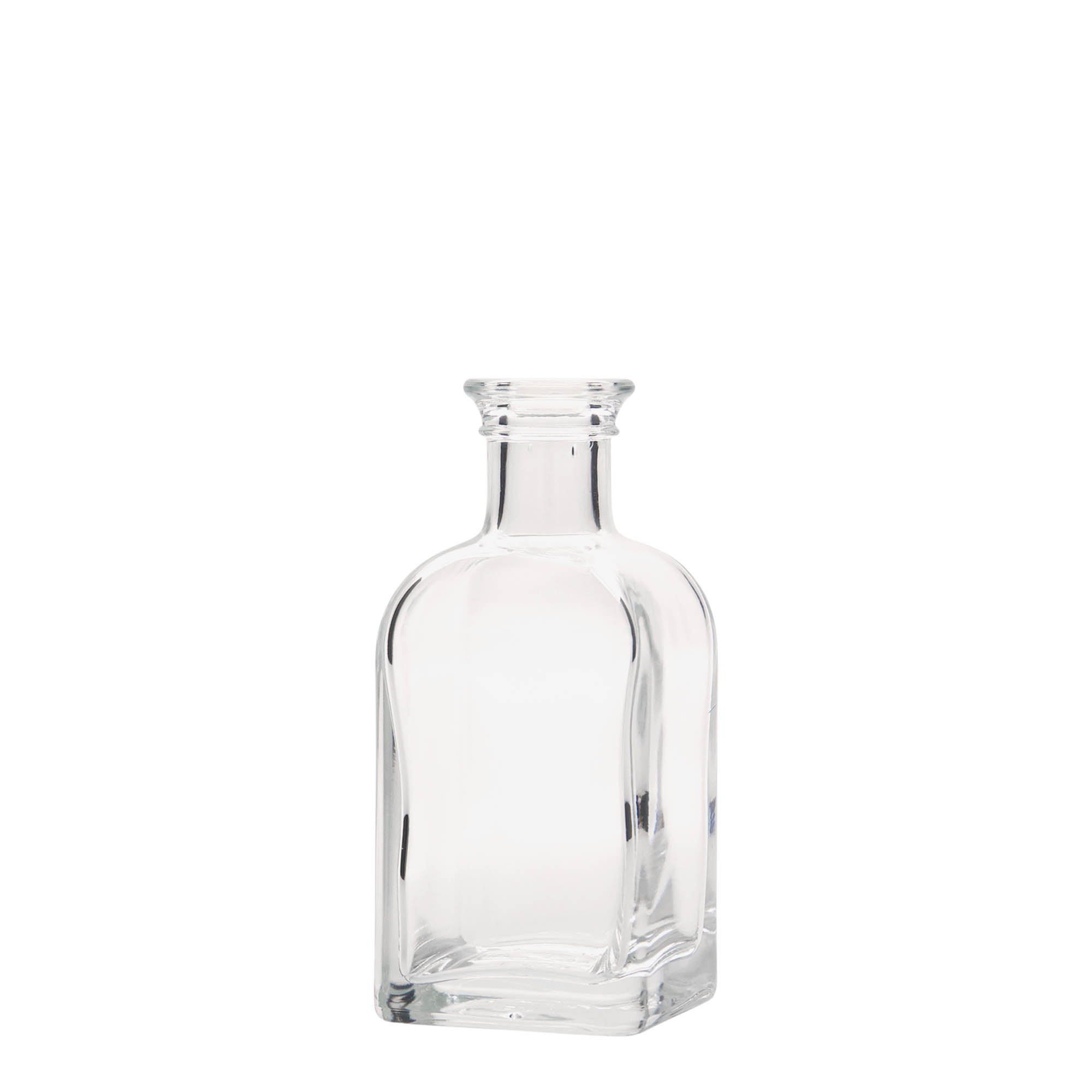 100 ml glasflaske apoteker Carré, firkantet, åbning: kork