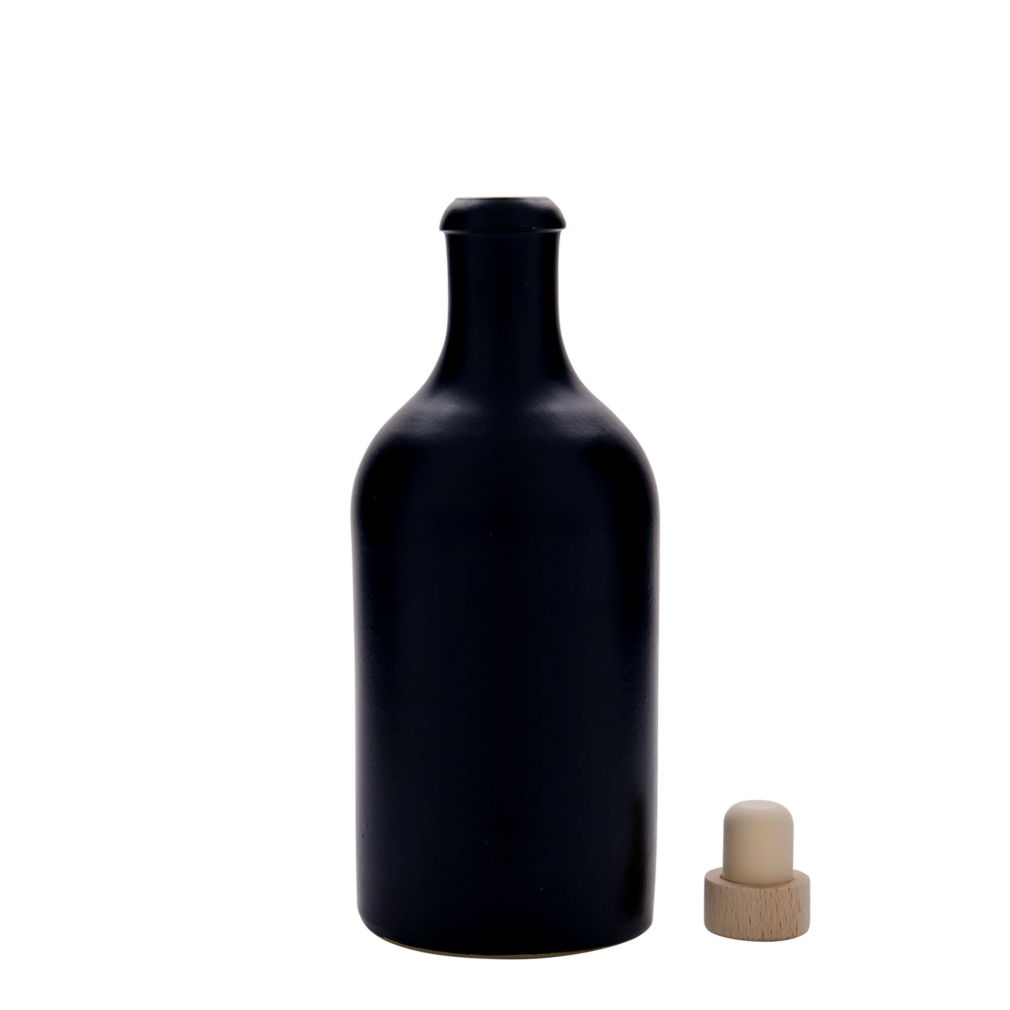 500 ml tonkrukke, stentøj, sort, åbning: kork 500 ml tonkrukke, stentøj, sort, åbning: kork