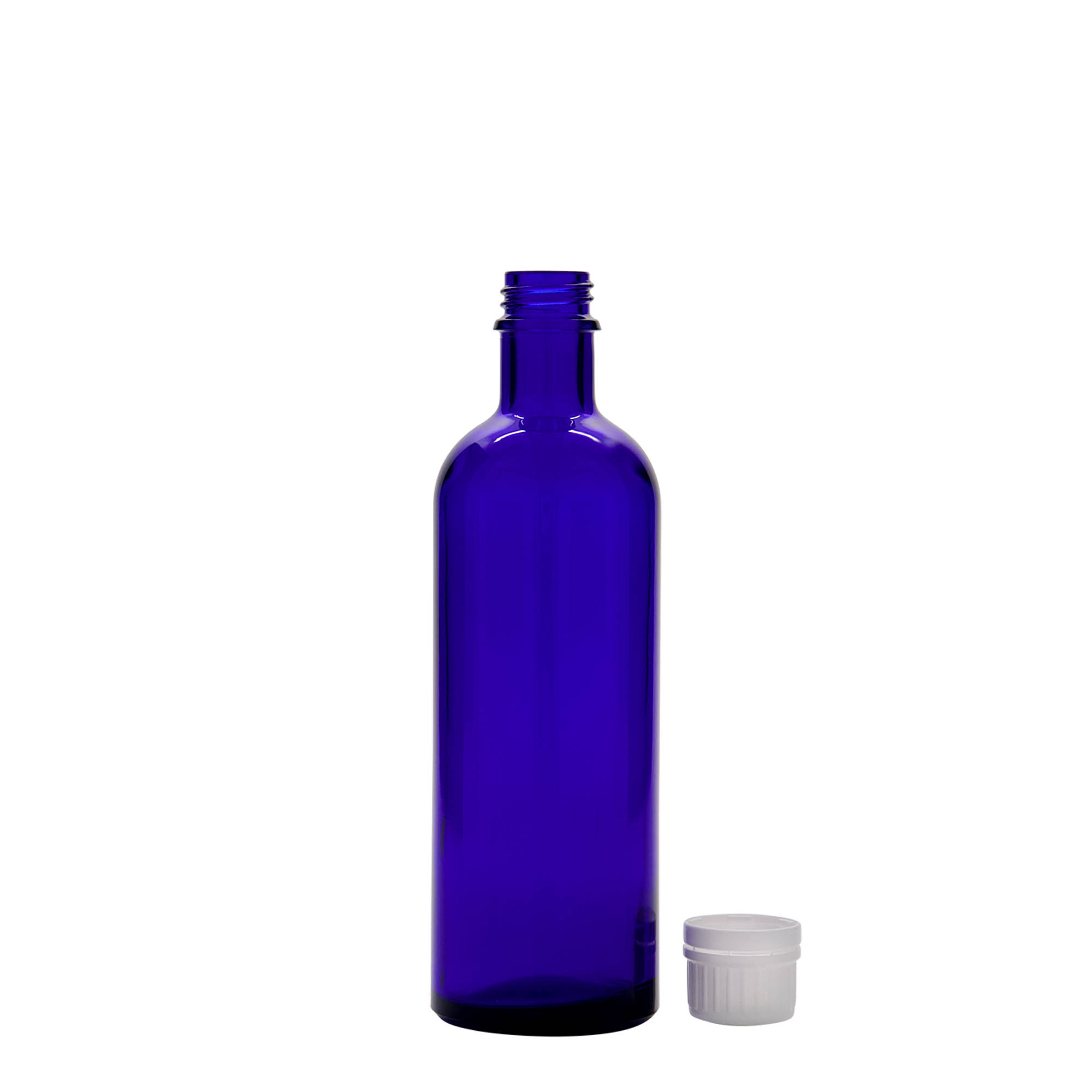 200 ml medicinflaske, glas, kongeblå, åbning: DIN 22