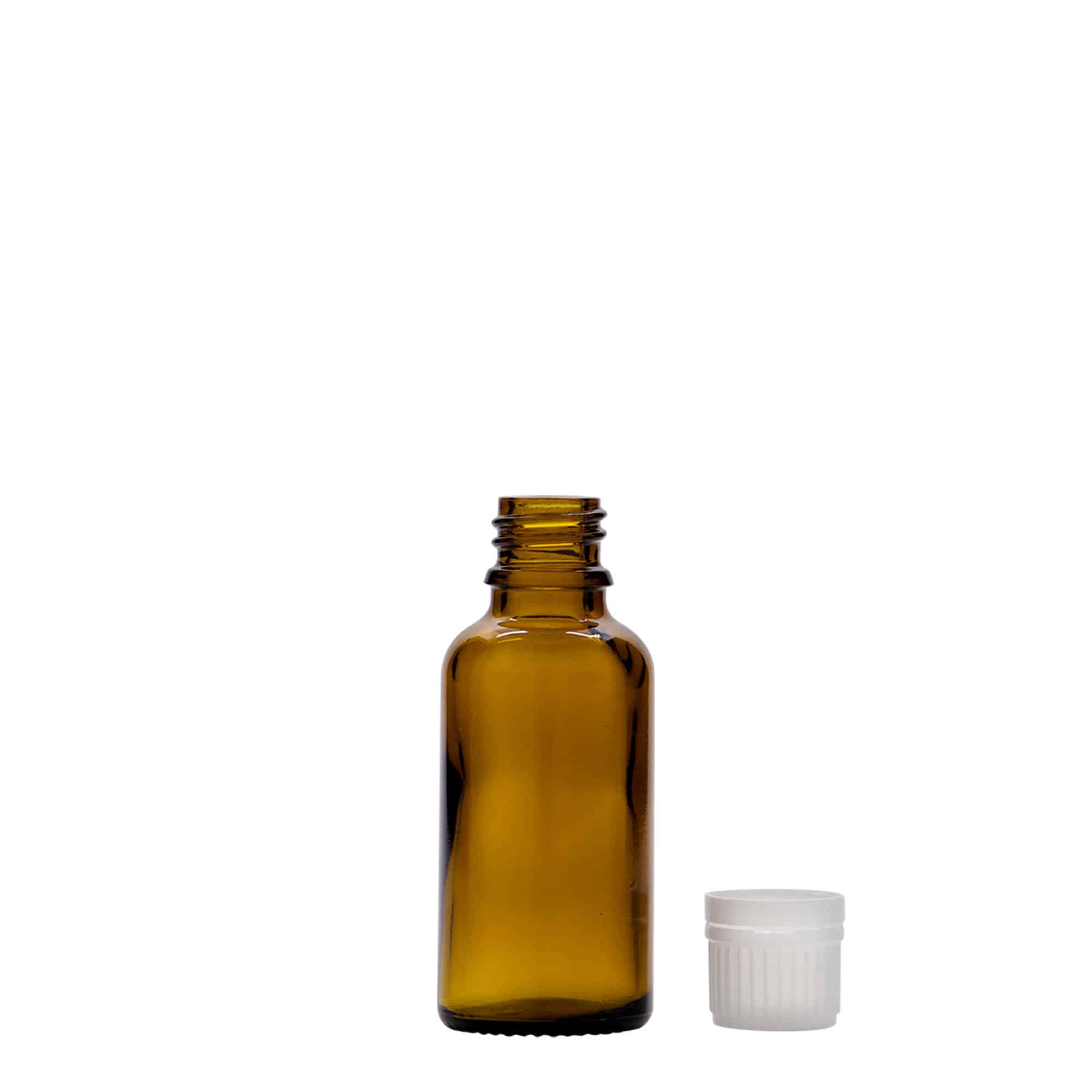 30 ml medicinflaske, glas, brun, åbning: DIN 18