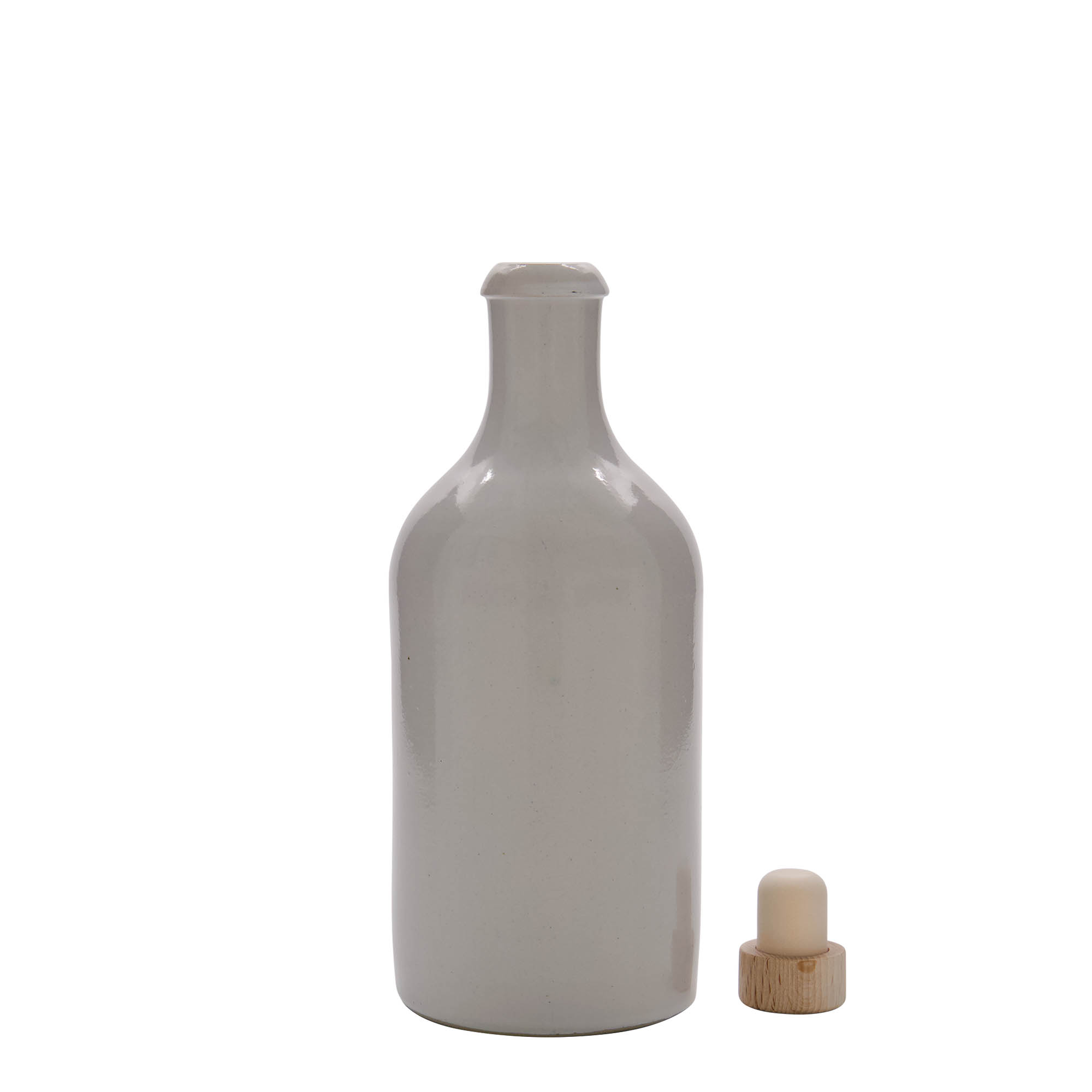 500 ml tonkrukke, stentøj, hvid, åbning: kork 500 ml tonkrukke, stentøj, hvid, åbning: kork