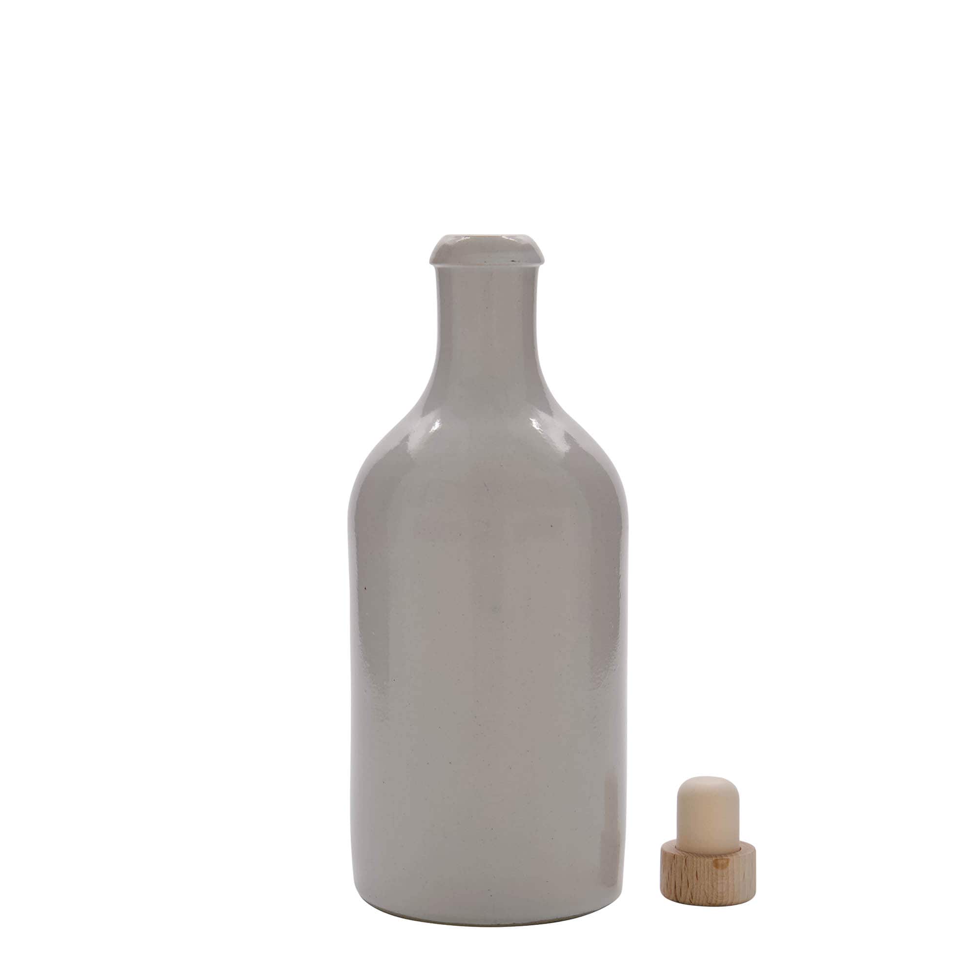 500 ml tonkrukke, stentøj, hvid, åbning: kork