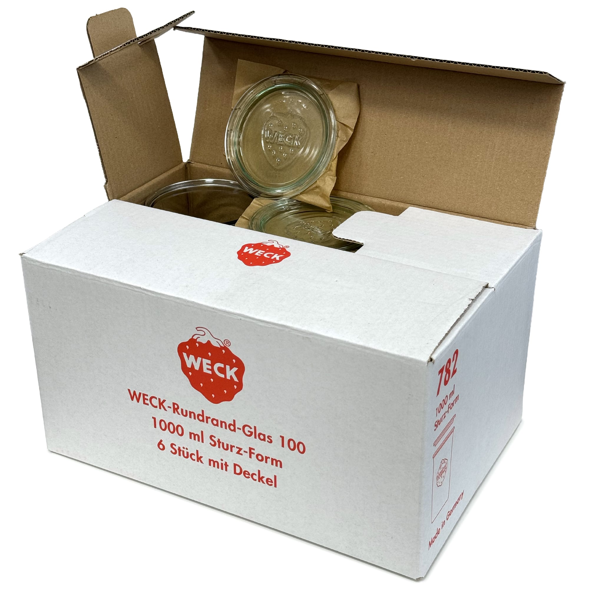6x 1000 ml WECK-sturzgas med glaslåg RR 100