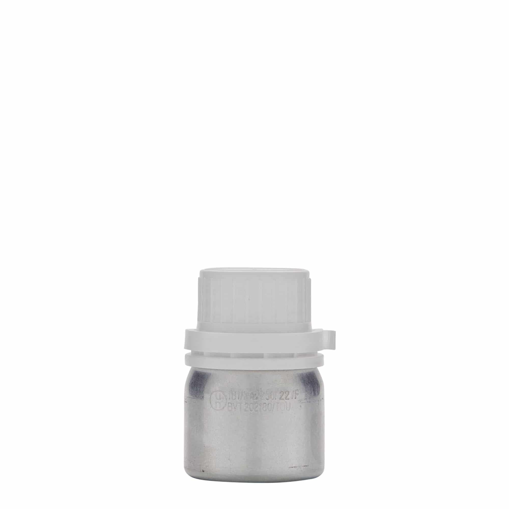 50 ml aluminiumsflaske, metal, sølv, åbning: DIN 32