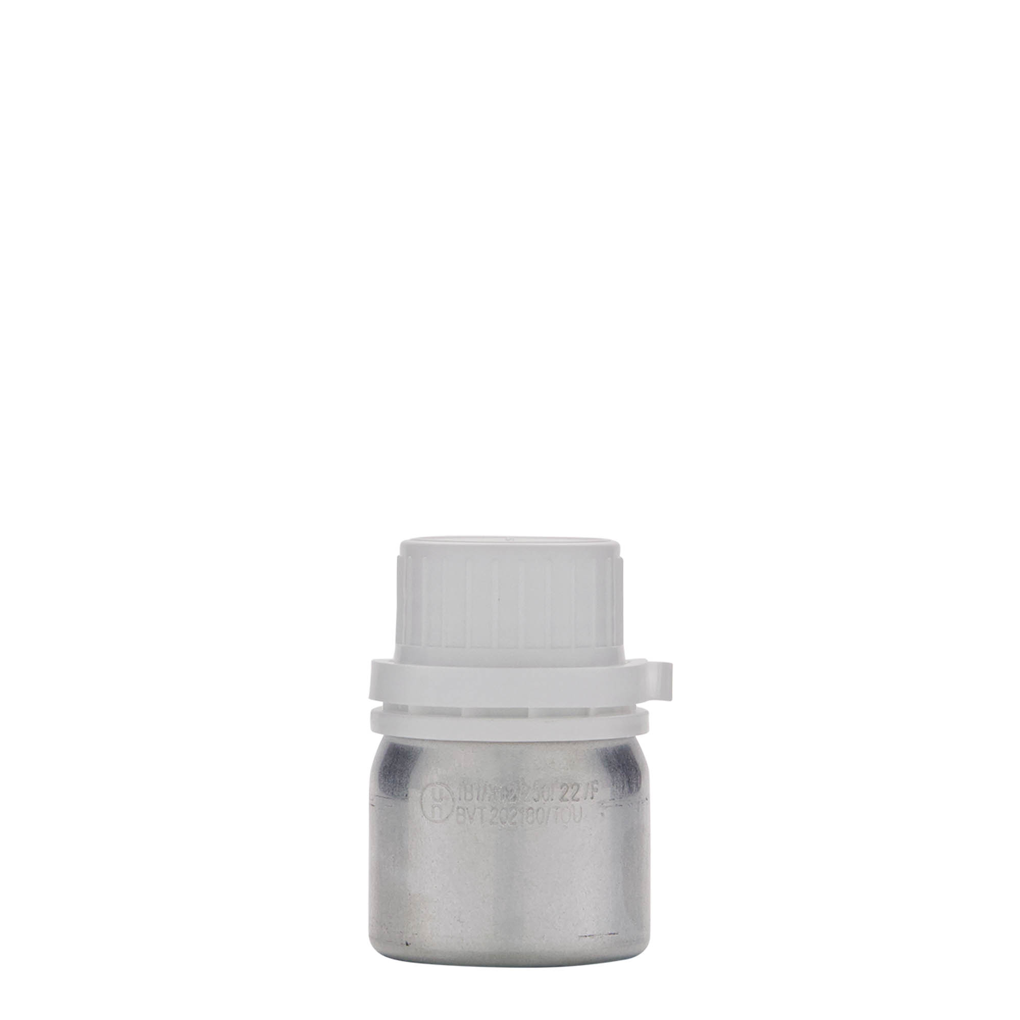 50 ml aluminiumsflaske, metal, sølv, åbning: DIN 32
