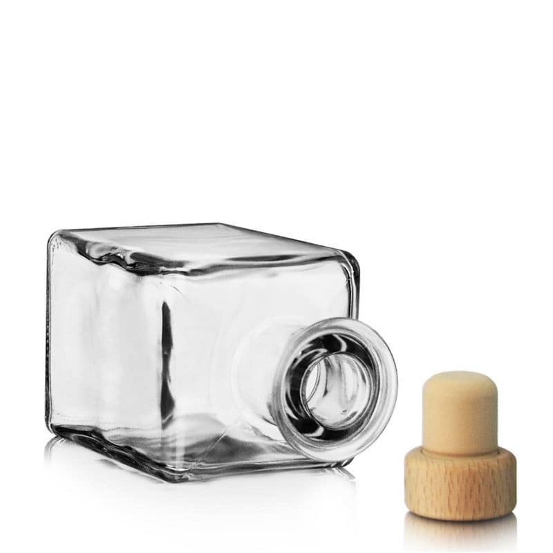200 ml glasflaske 'Kubica', kvadratisk, åbning: Kork