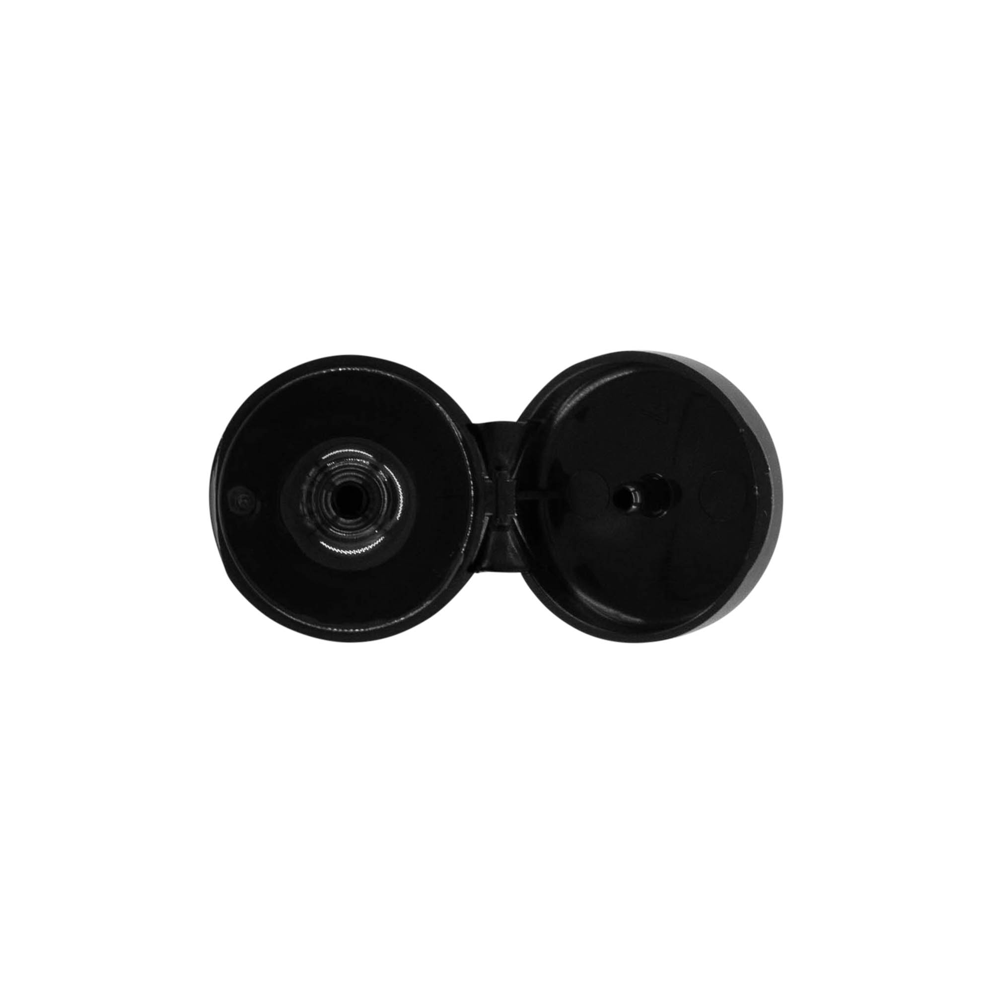 Skruelåg med klapled, PP-plast, sort, til åbning: 20/410