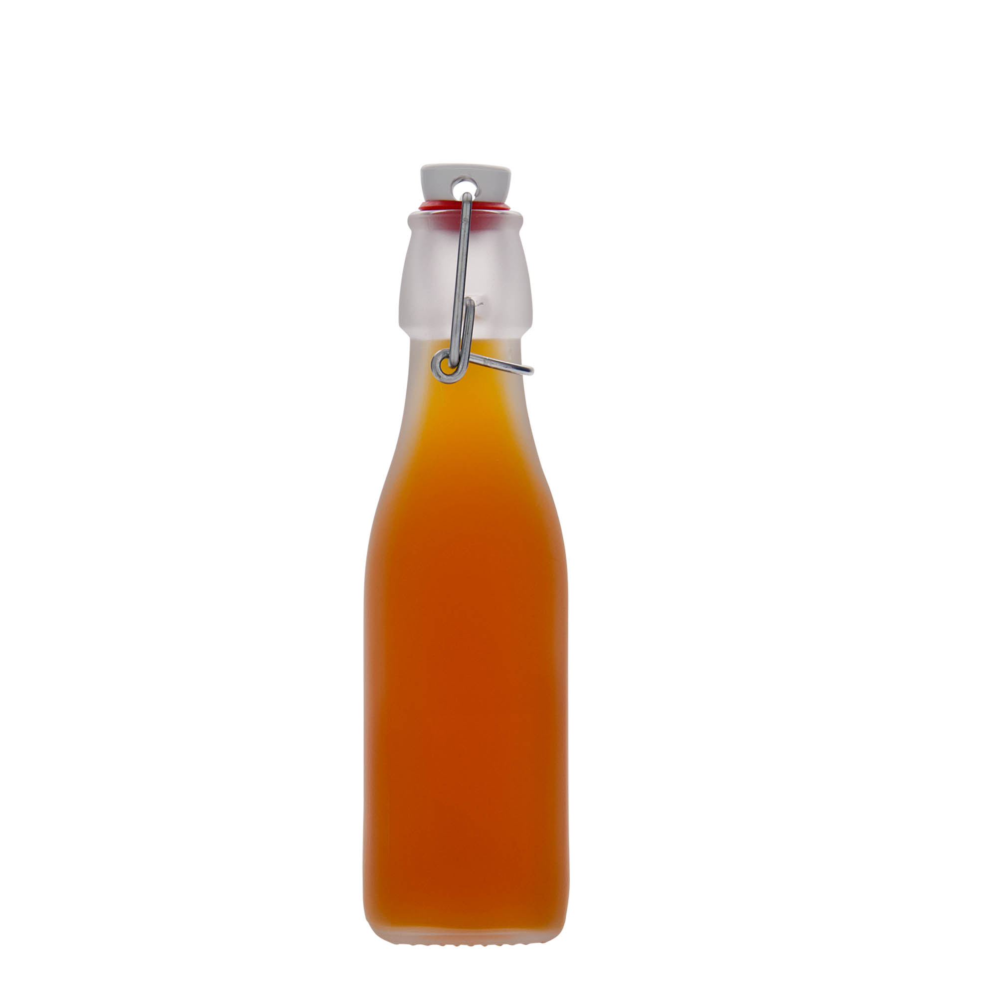 250 ml glasflaske 'Swing, firkantet, hvid, åbning: låseklips 250 ml glasflaske 'Swing, firkantet, hvid, åbning: låseklips