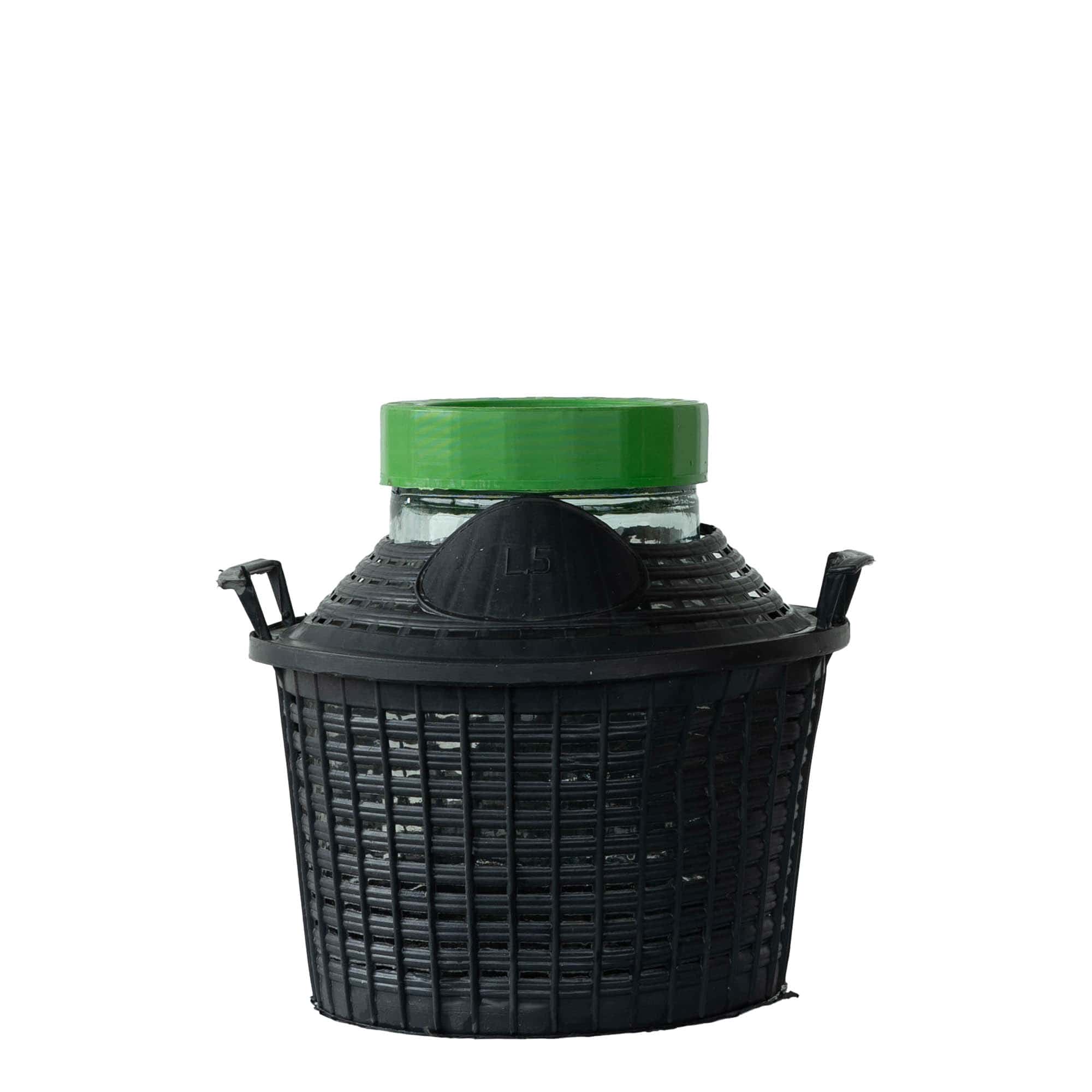5 l ballonflaske med bred hals, glas, åbning: skruelåg
