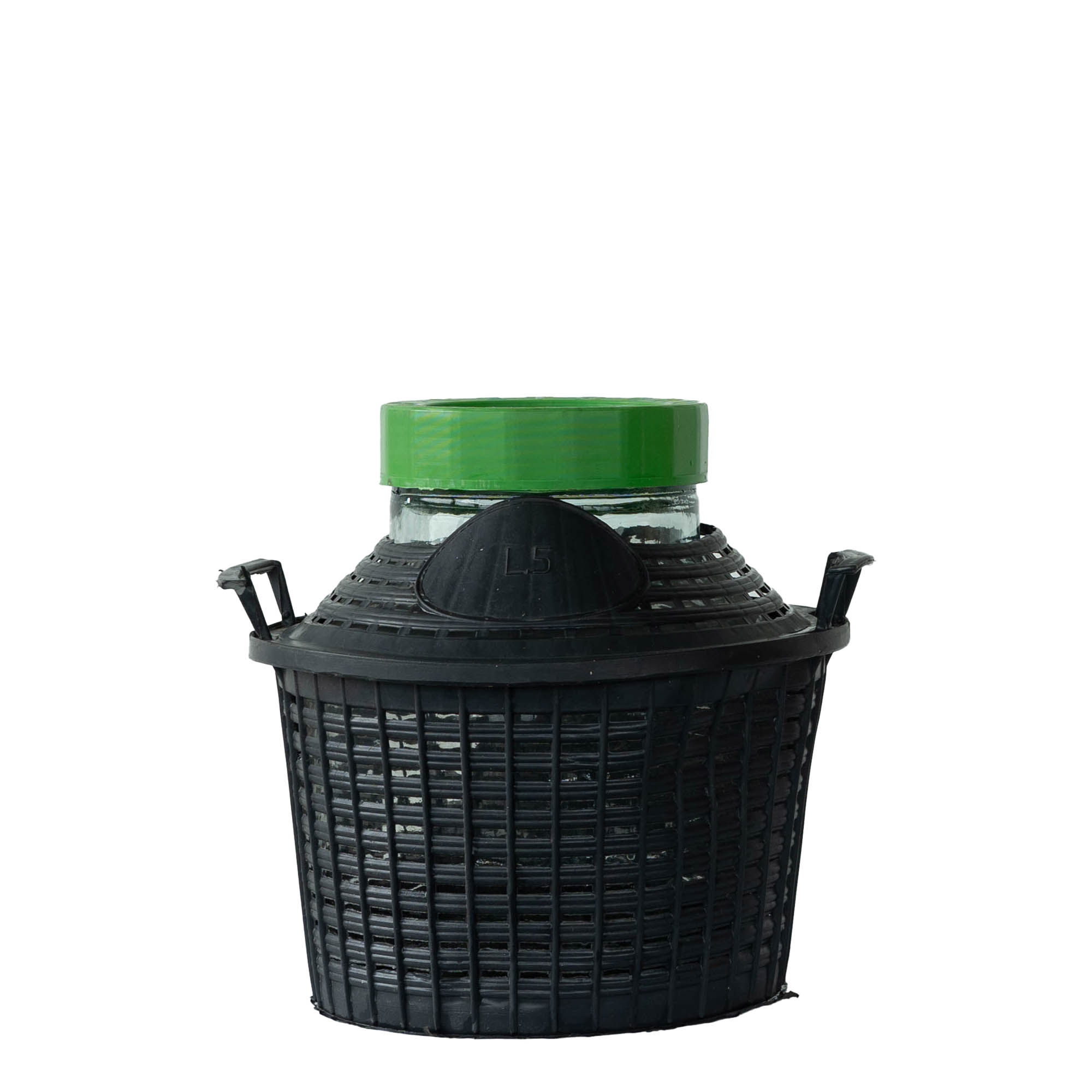 5 l ballonflaske med bred hals, glas, åbning: skruelåg