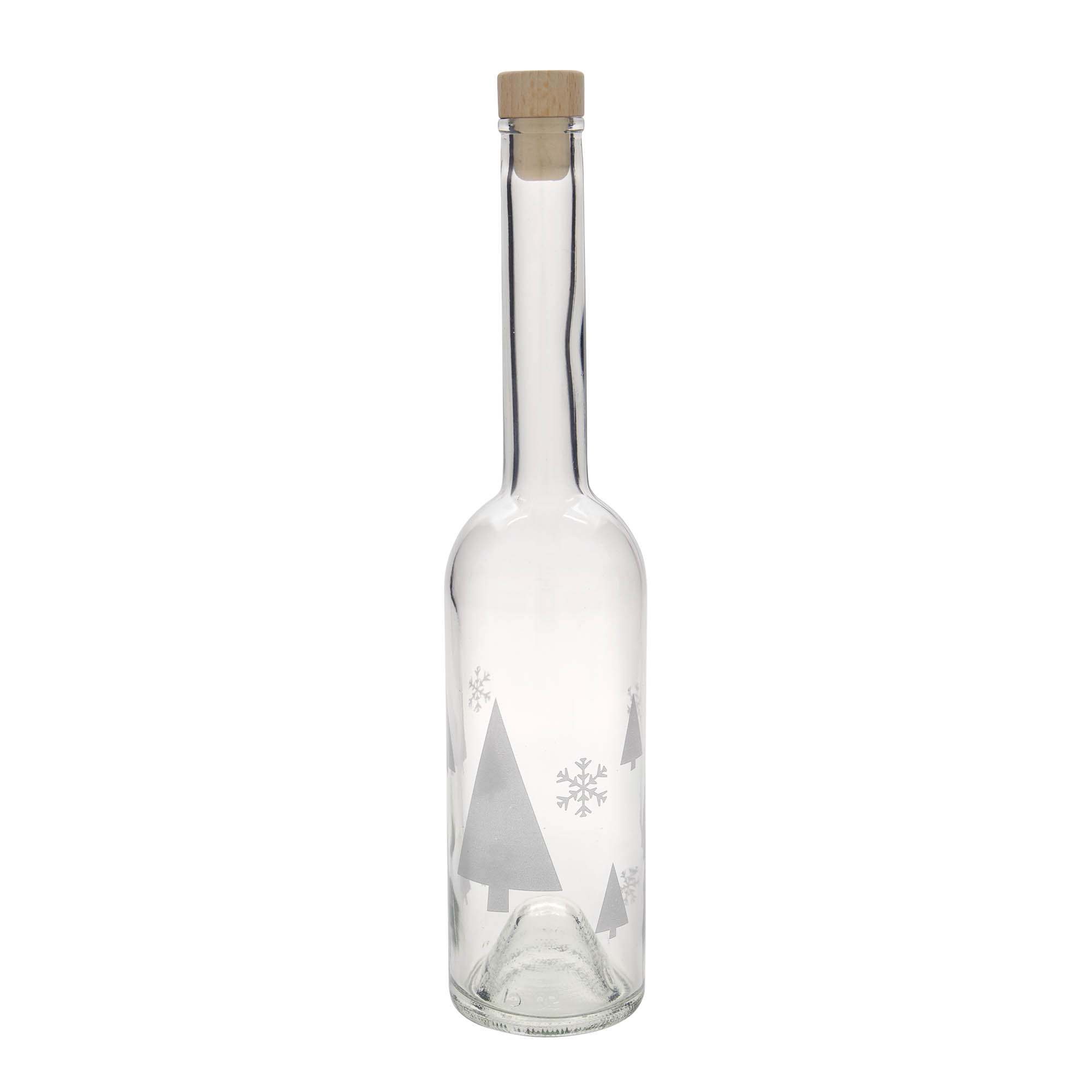 500 ml glasflaske 'Opera', motiv: snefnug, munding: kork