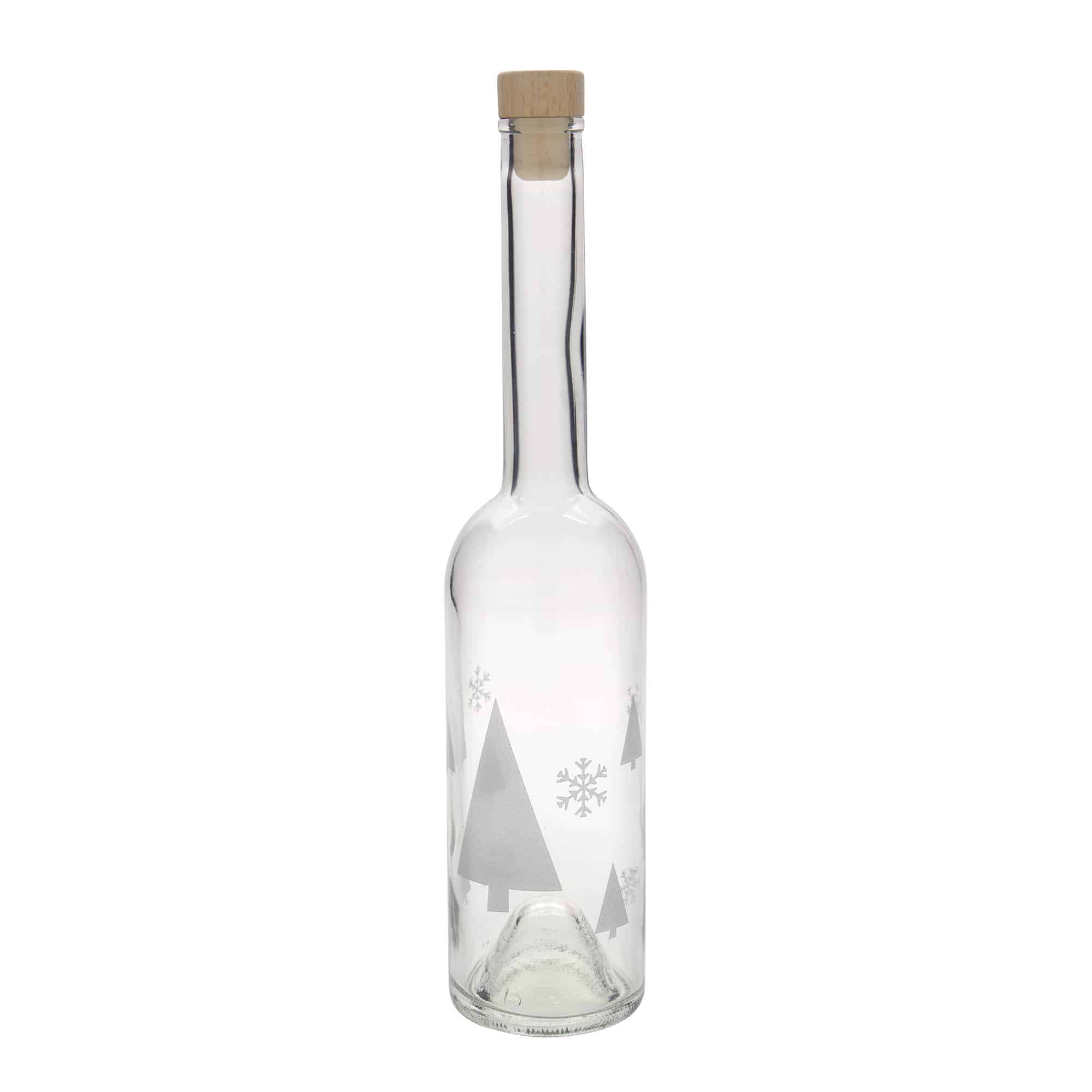 500 ml glasflaske 'Opera', motiv: snefnug, munding: kork