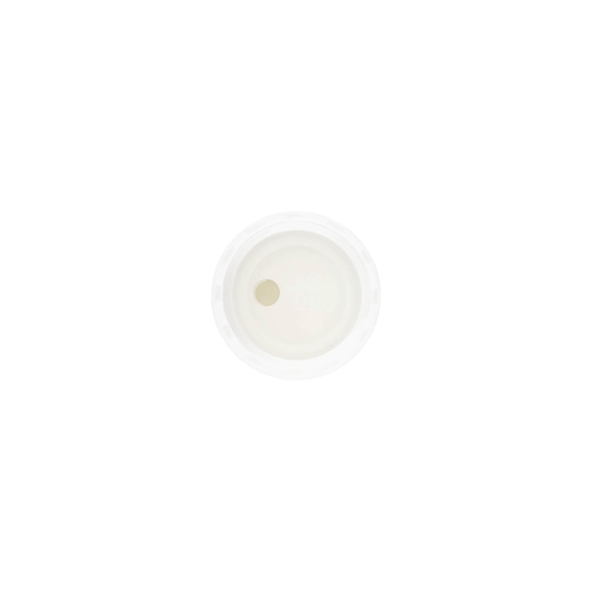 Skruelåg Disc Top, PP-plast, hvid, til åbning: 20/410