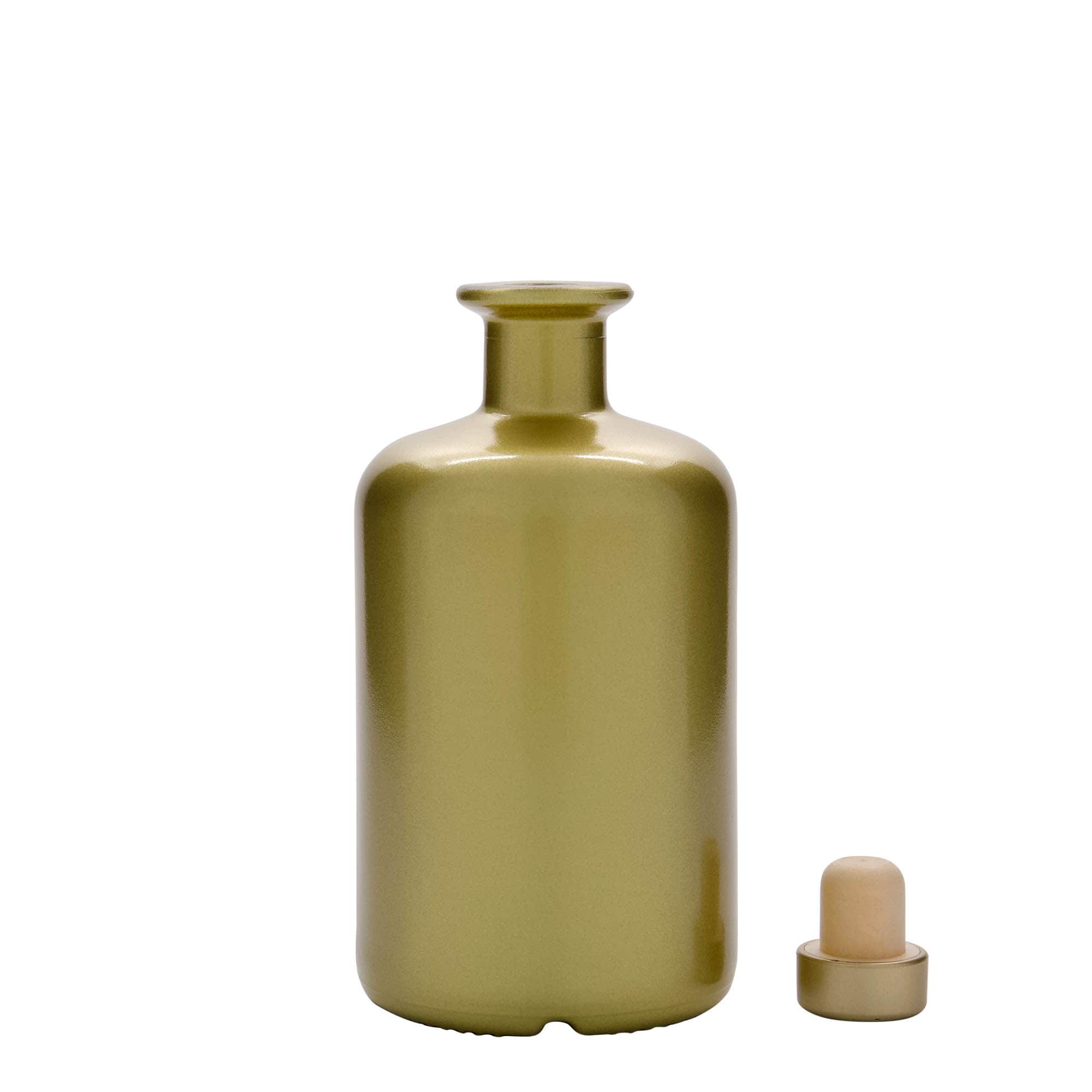 500 ml glasflaske apotekerglas, guld, åbning: kork