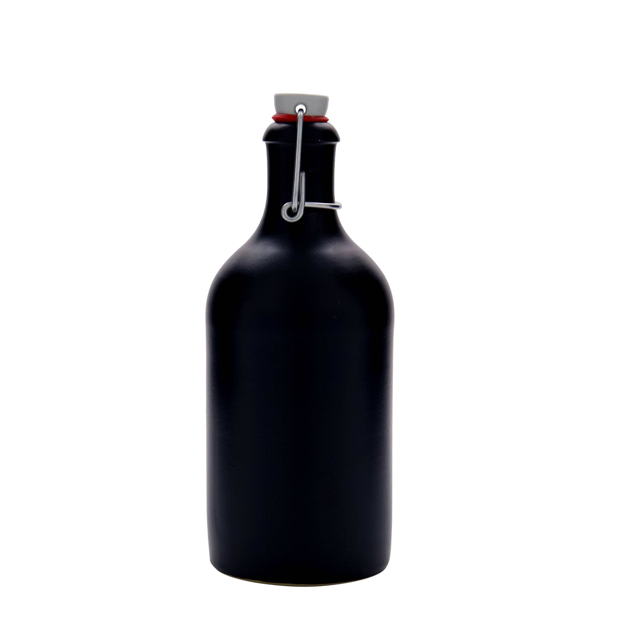 500 ml lerkrus, stentøj, sort, åbning: Patentlåg