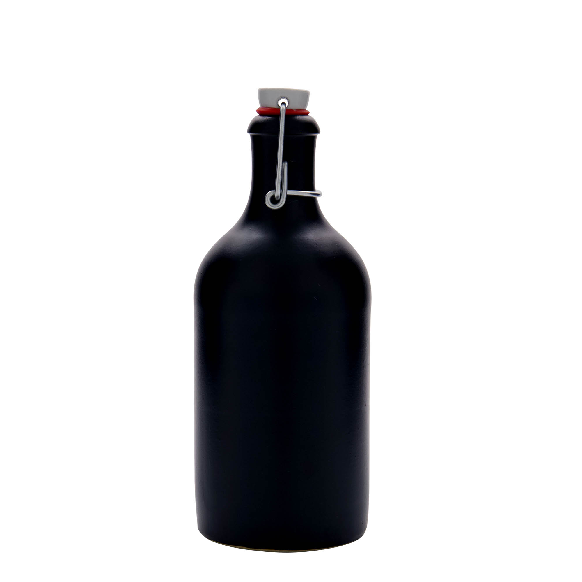 500 ml tonkrukke, stentøj, sort, munding: klemme lukning