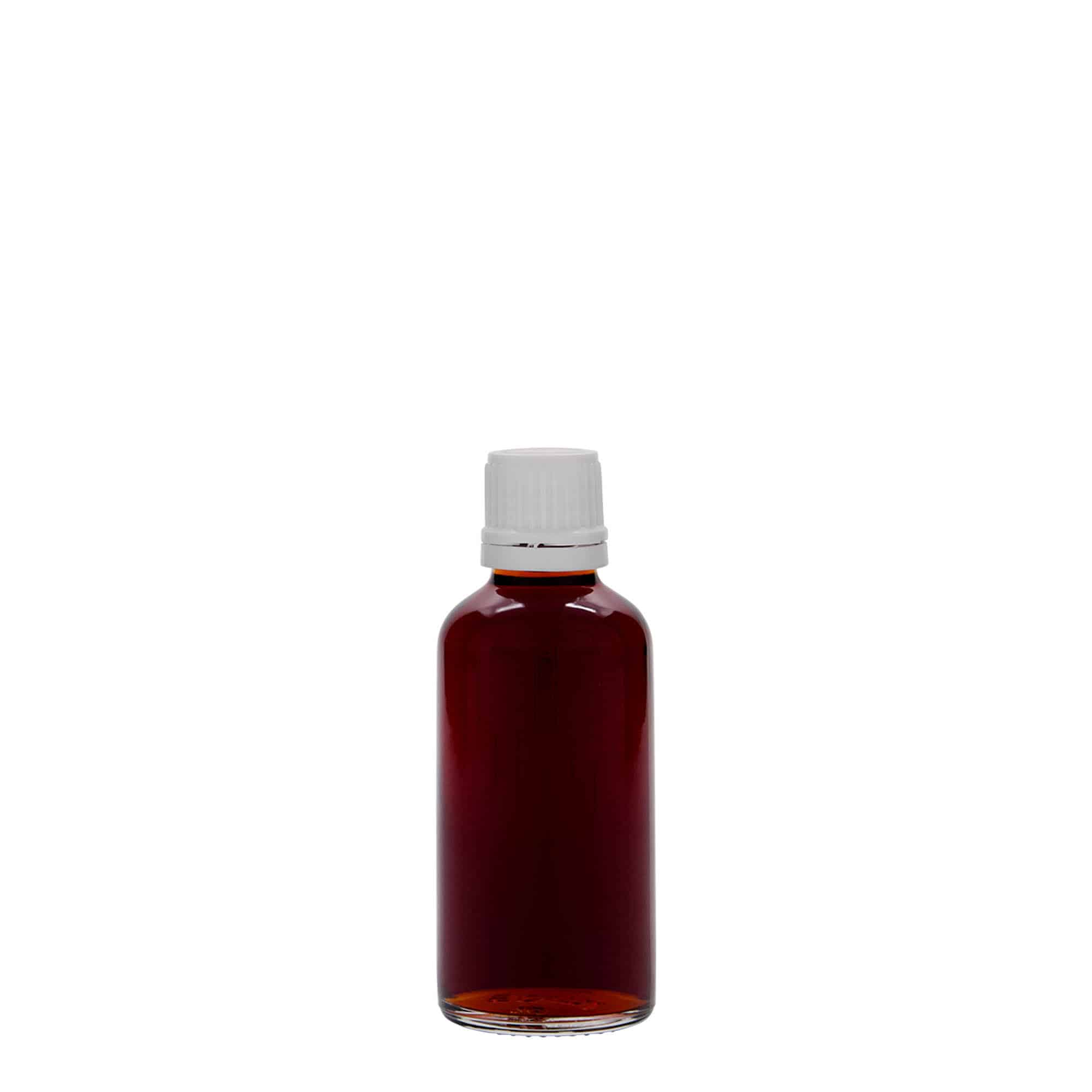 50 ml medicinflaske, glas, åbning: DIN 18