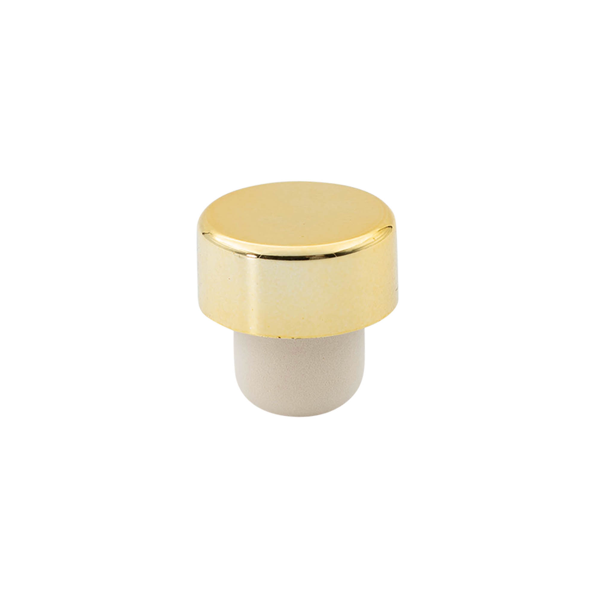 Grebskork 19 mm, plastik, guld, til munding: kork