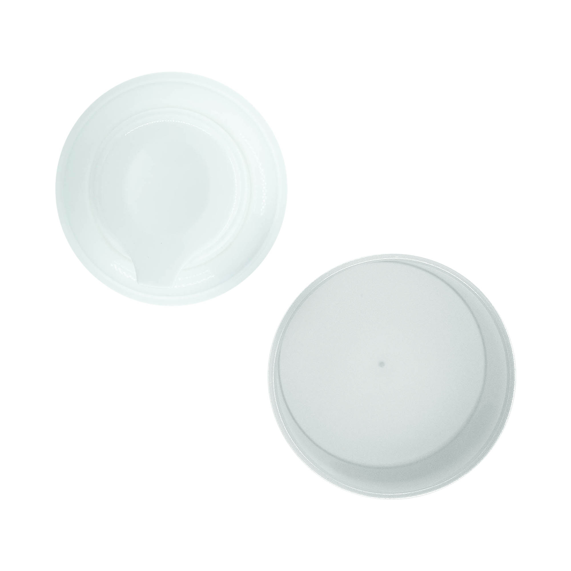 Airless dispenser pumpehoved „Mezzo“, type D, PP-plast, hvid med mat sølvmetaliseret låg