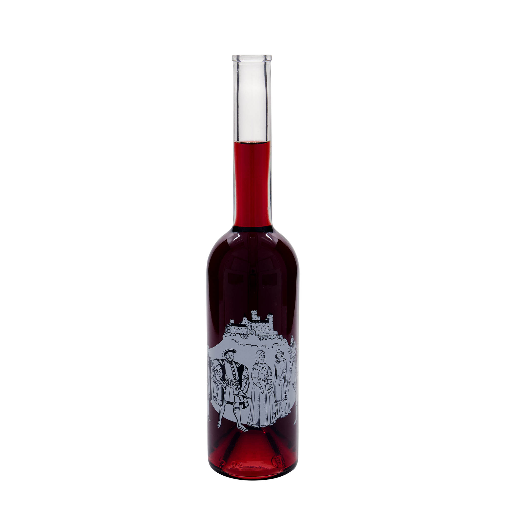 500 ml glasflaske 'Opera', motiv: middelalder, munding: kork