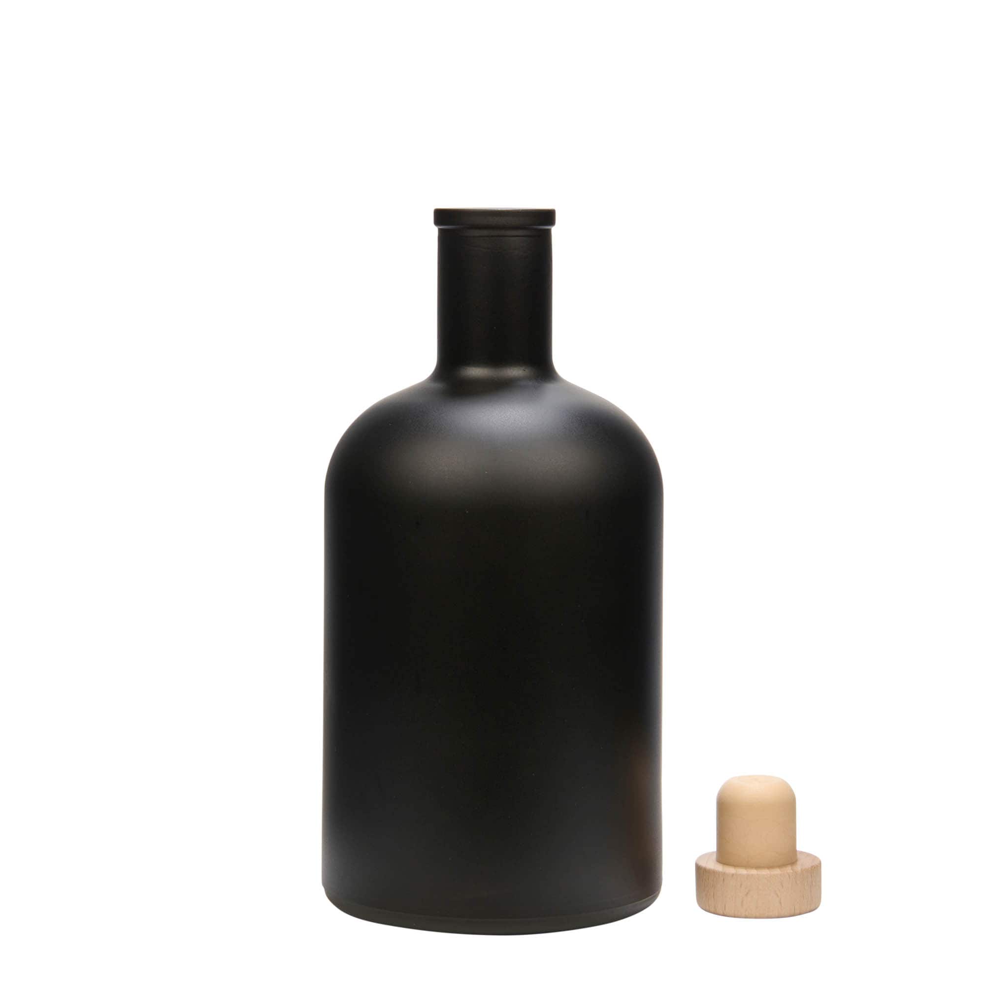 700 ml glasflaske »Gerardino«, sort, munding: kork