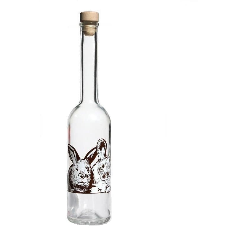 500 ml glasflaske 'Opera', motiv: kanin, åbning: kork