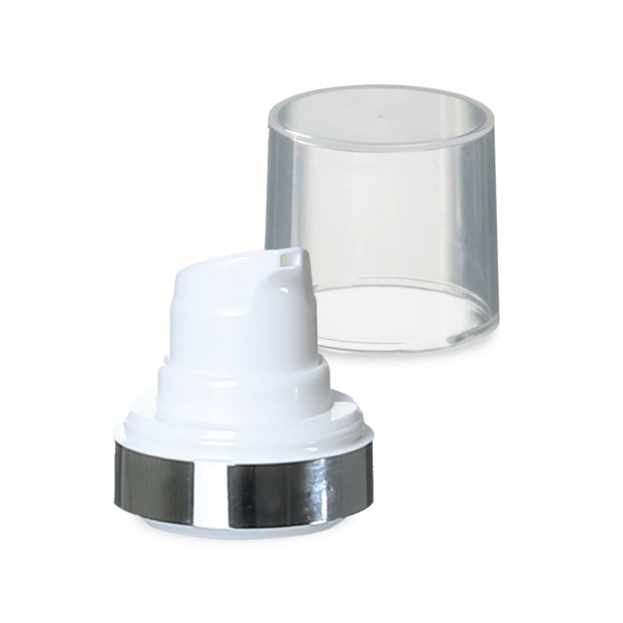Airless Hoved Micro Sølvkant + naturfarvet, blank stikdæksel