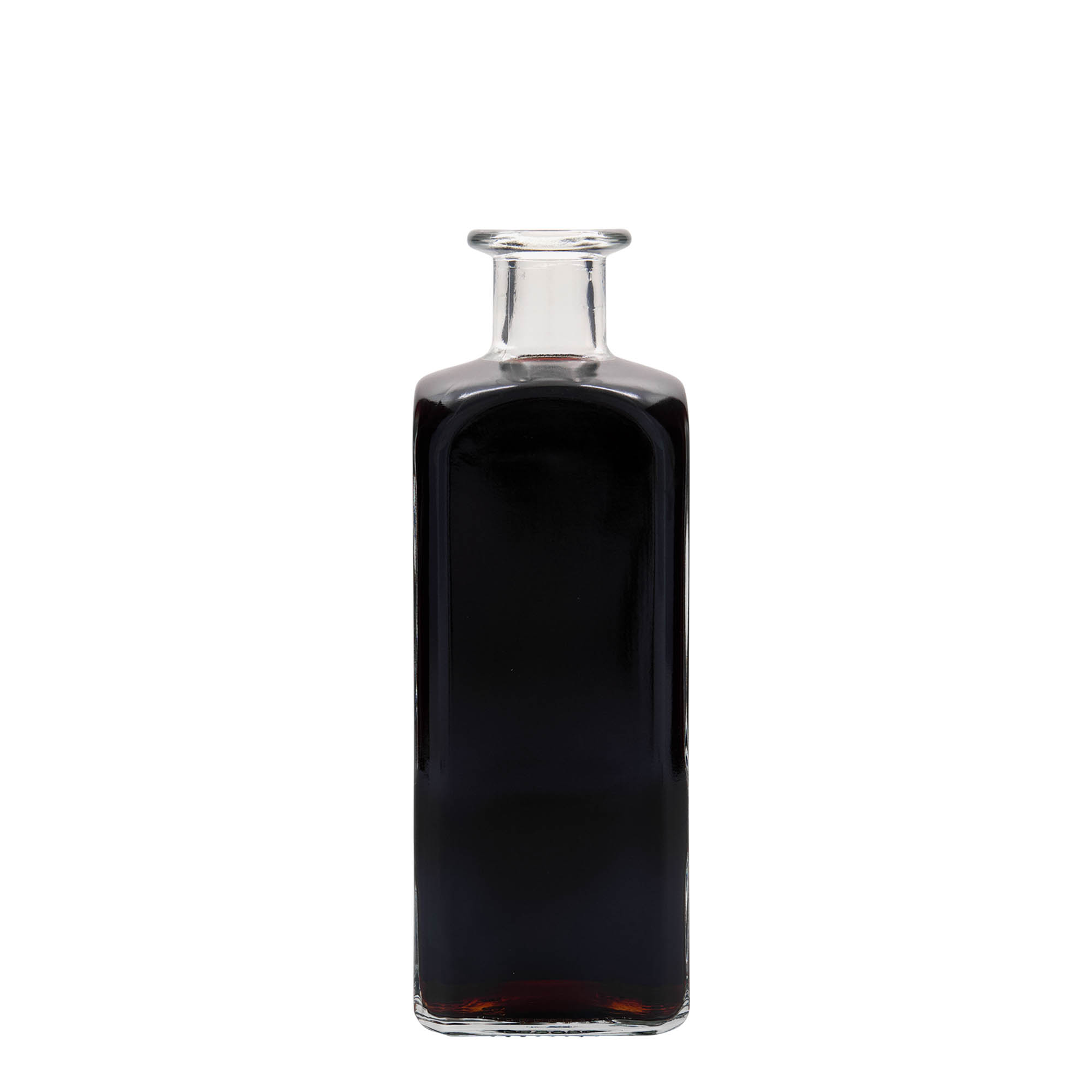 500 ml glasflaske apoteker 'Carré', kvadratisk, åbning: Kork