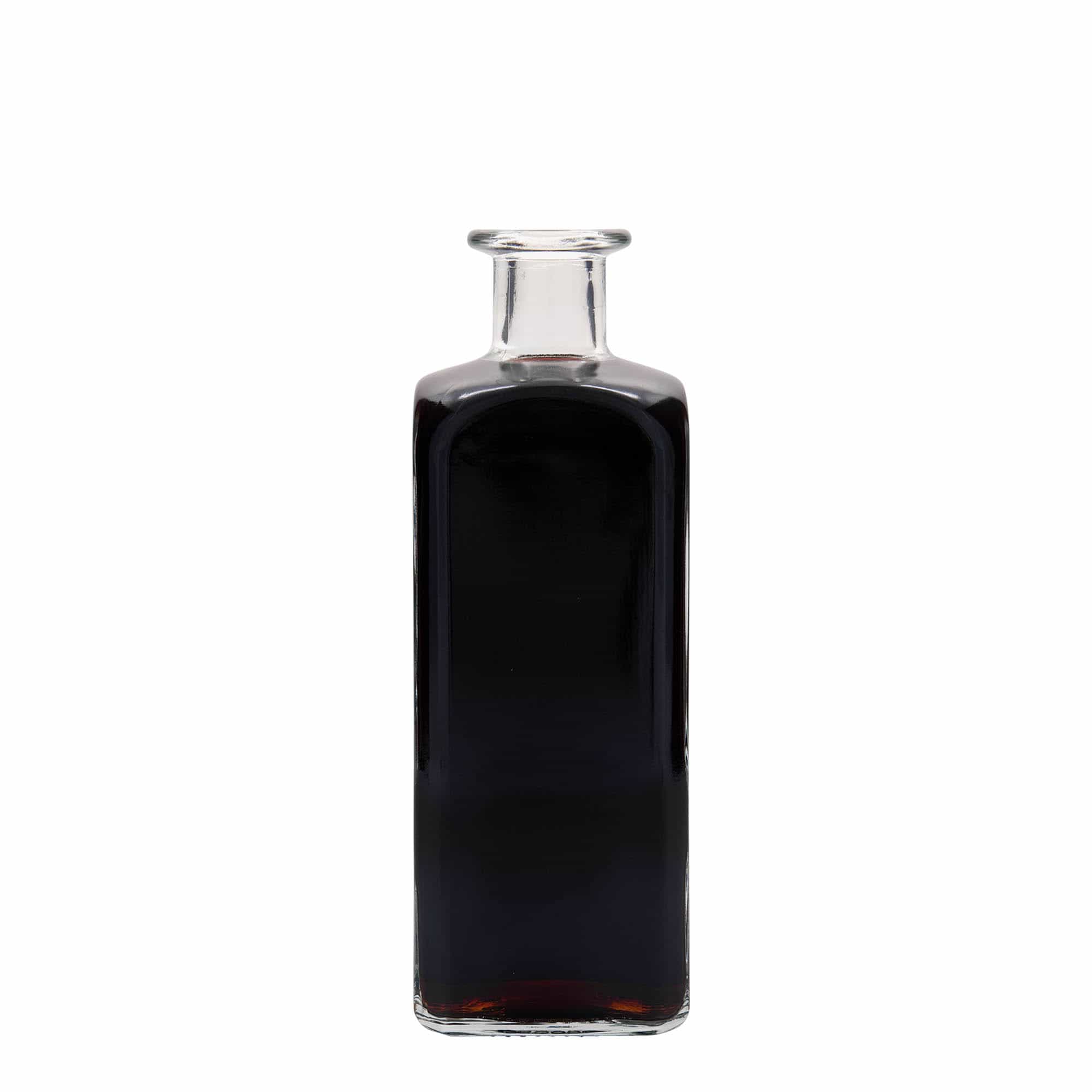 500 ml glasflaske apoteker 'Carré', kvadratisk, åbning: Kork
