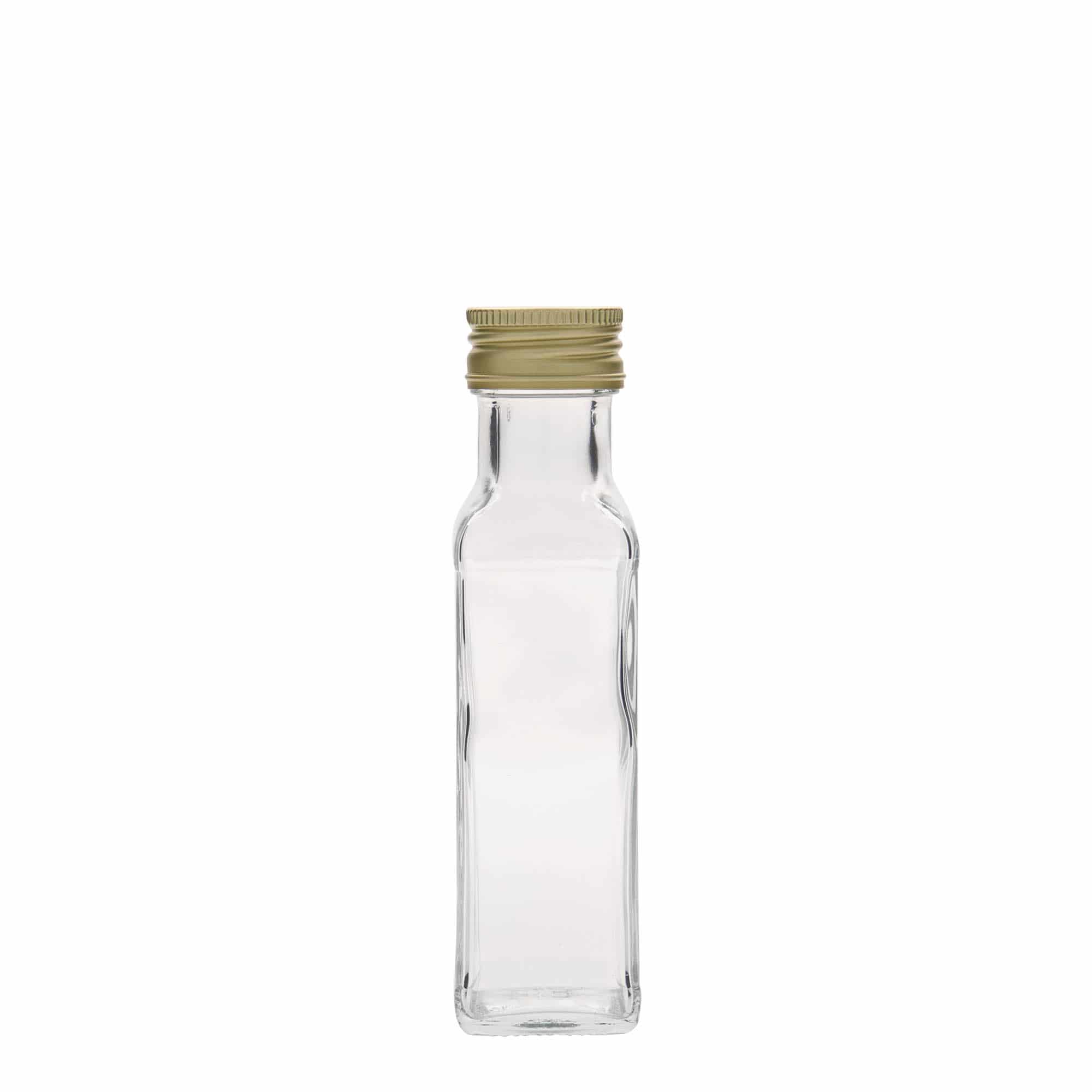 100 ml glasflaske 'Marasca', firkantet, åbning: PP 31,5