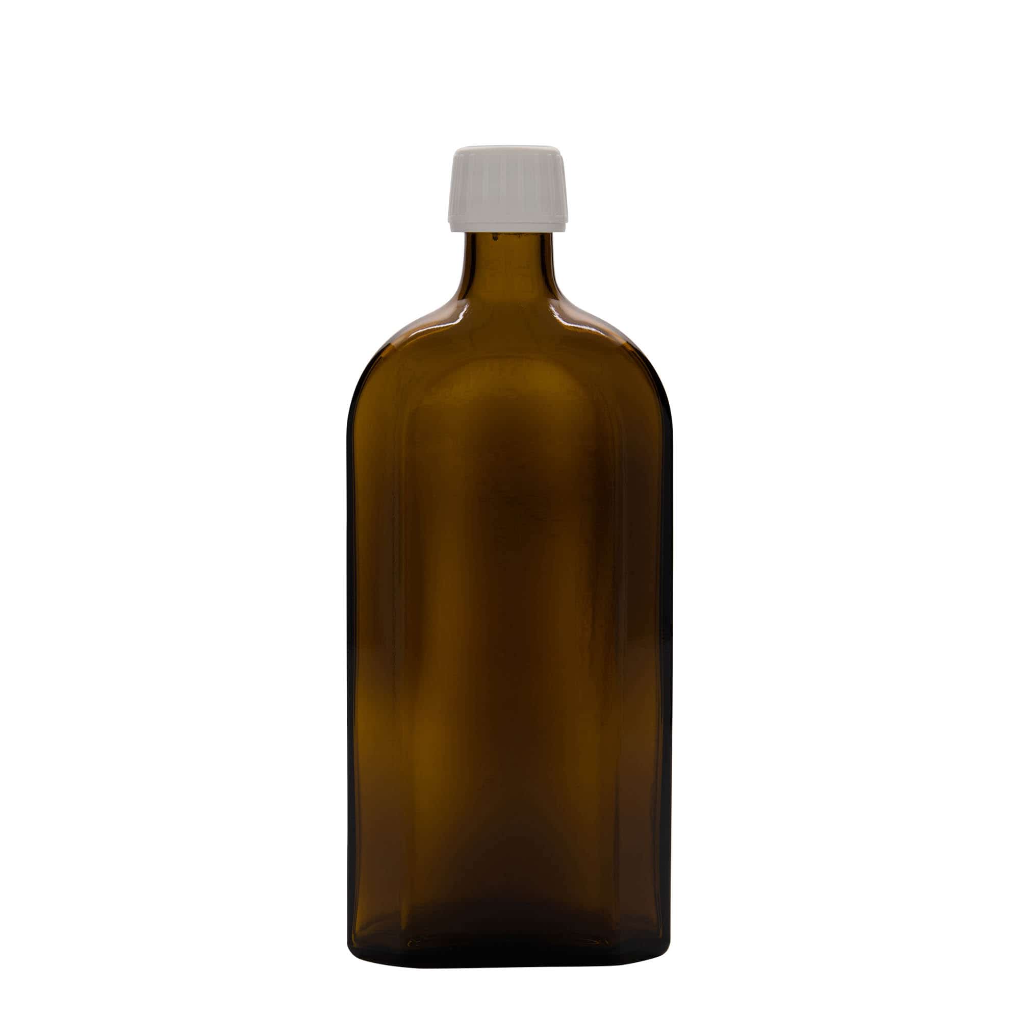 500 ml medicinflaske meplat, glas, brun, åbning: PP 28