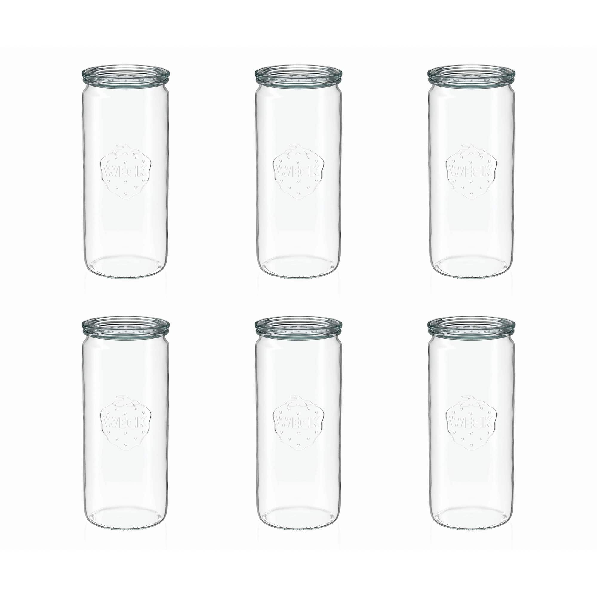 6x 1040 ml WECK-cylinderglas med glaslåg RR 80