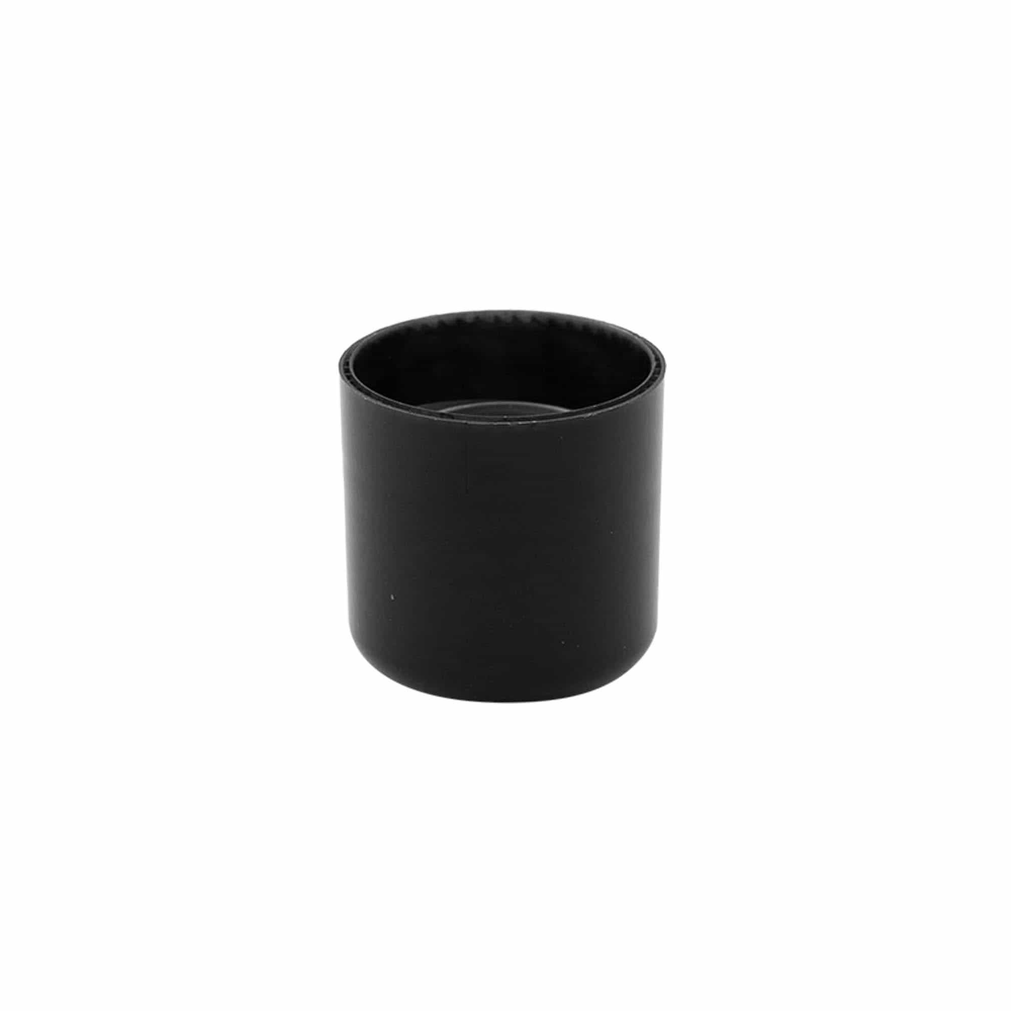 Skruelåg med sprøjteindsats, PP-plast, sort, til tud: 24/410