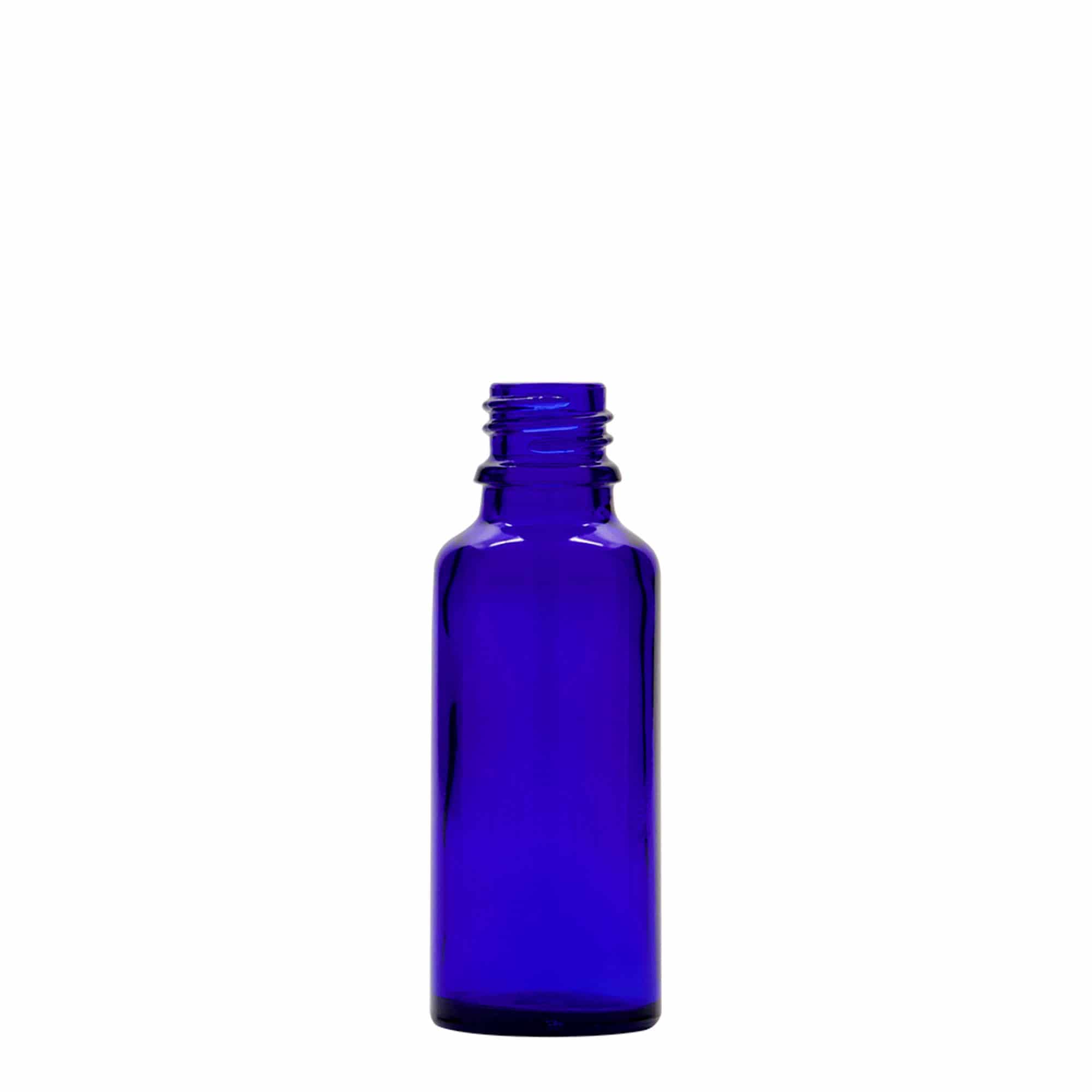30 ml pipetteflaske medicin, glas, royalblå-rød, åbning: DIN 18