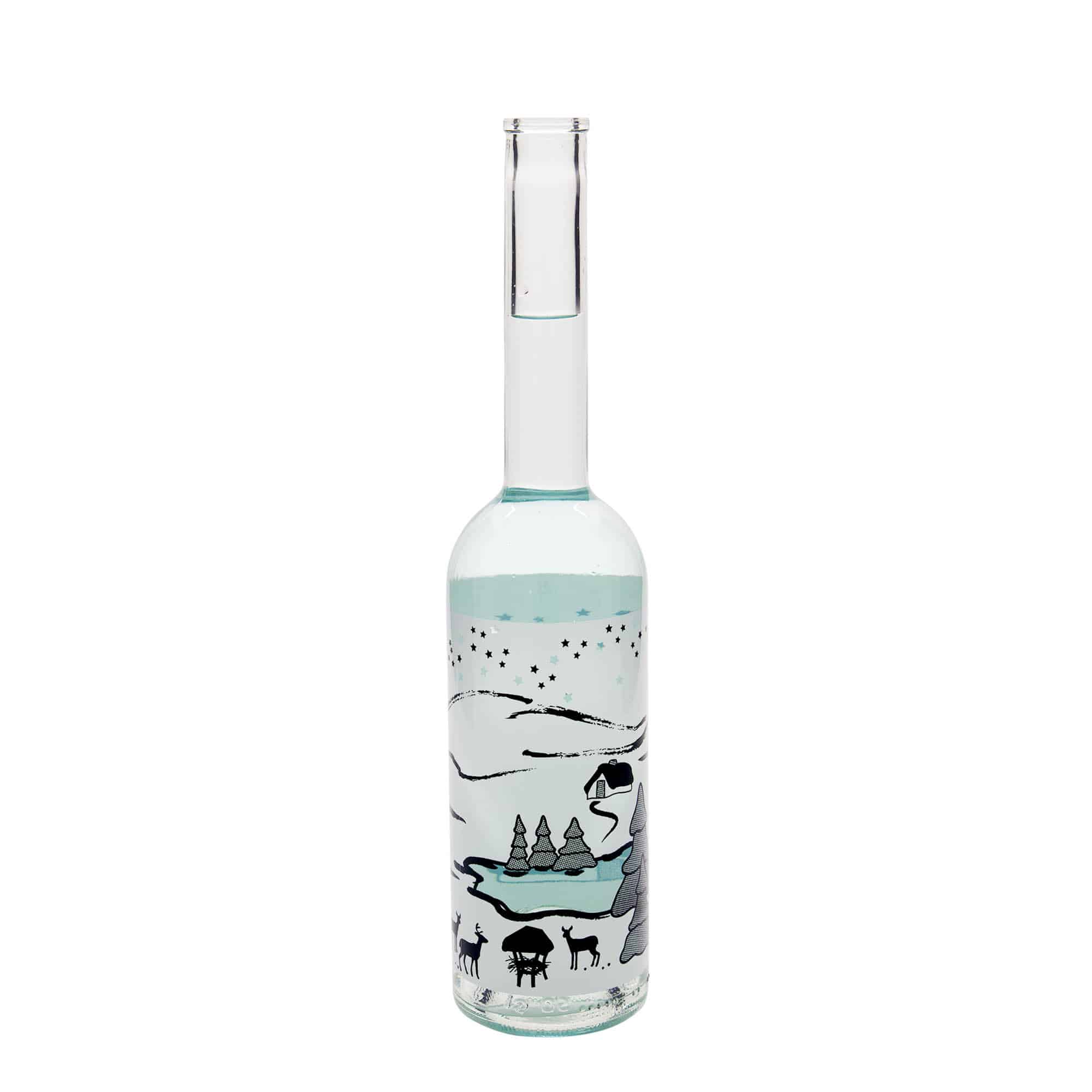 500 ml glasflaske 'Opera', motiv: vinterdrøm-bianco, åbning: kork