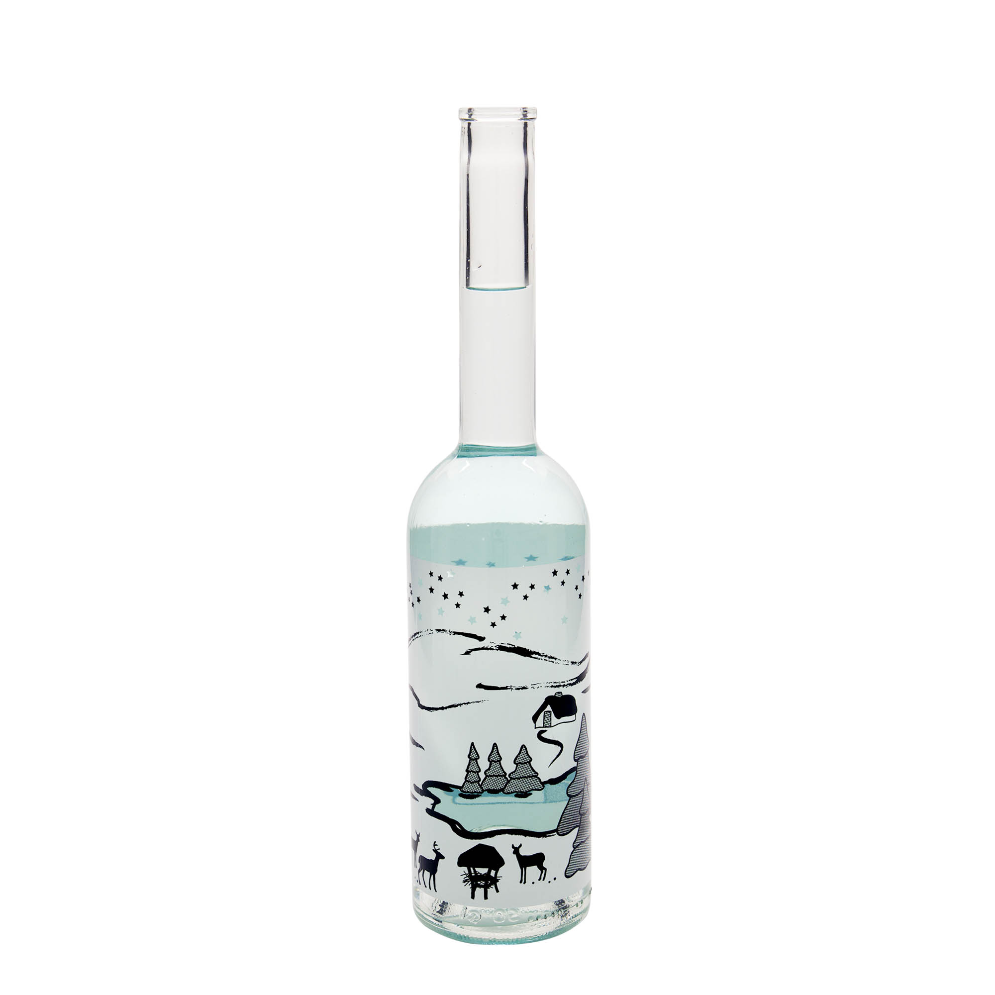 500 ml glasflaske 'Opera', motiv: vinterdrøm-bianco, åbning: kork 500 ml glasflaske 'Opera', motiv: vinterdrøm-bianco, åbning: kork
