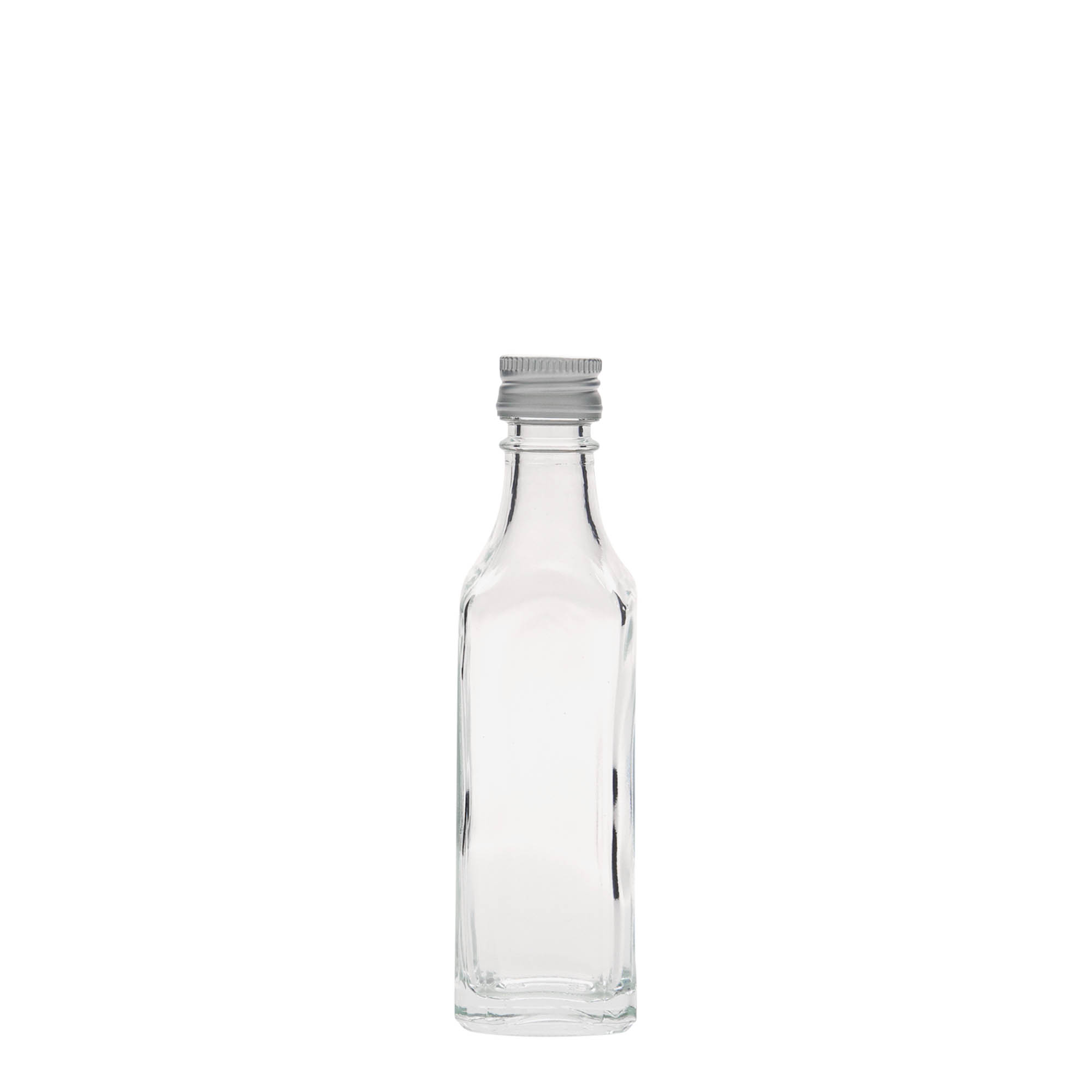 50 ml glasflaske 'Siena', kvadratisk, åbning: PP 18 50 ml glasflaske 'Siena', kvadratisk, åbning: PP 18