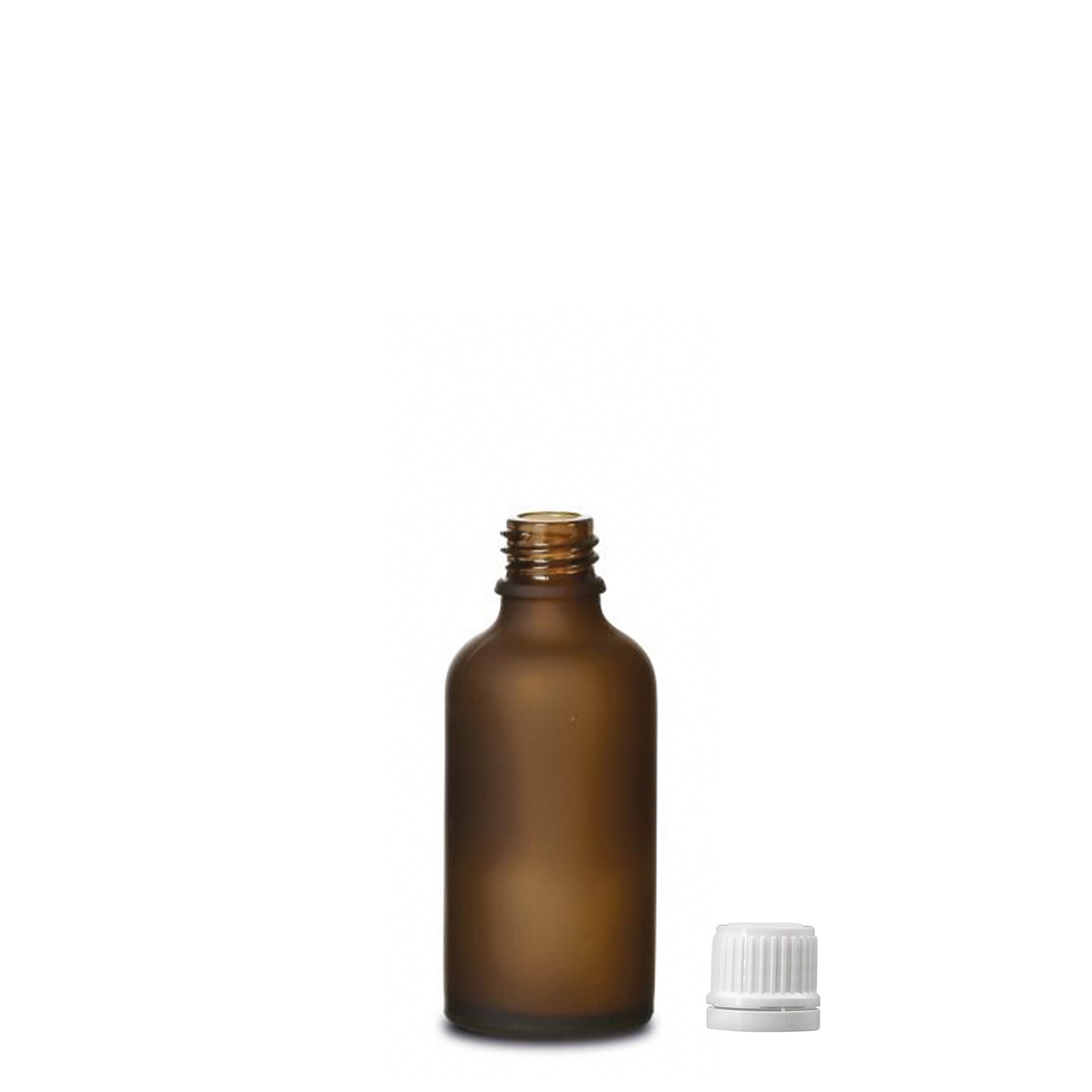 50 ml medicinflaske, glas, brun frostet, åbning: DIN 18 50 ml medicinflaske, glas, brun frostet, åbning: DIN 18
