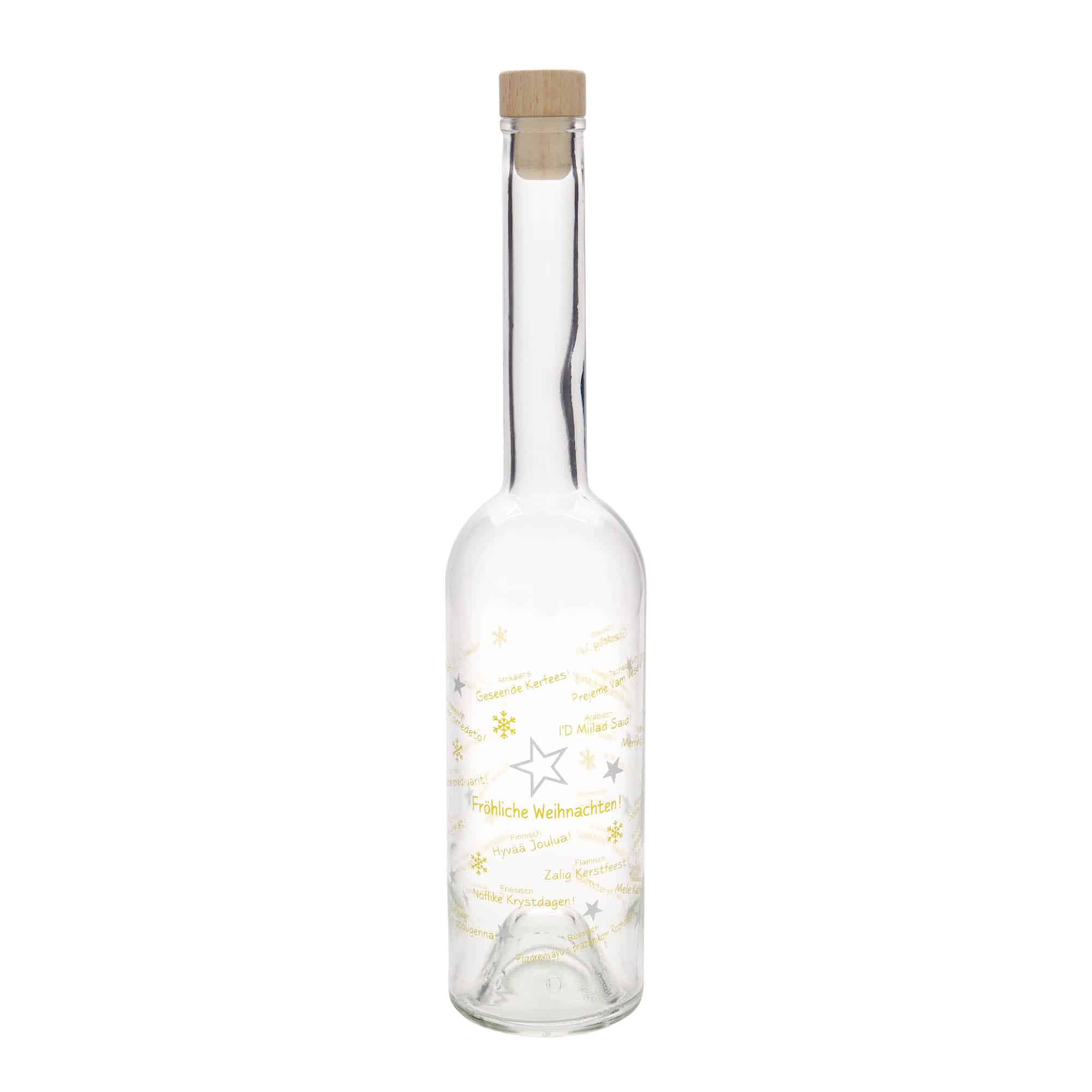 500 ml glasflaske 'Opera', motiv: Jul i verden, åbning: Kork