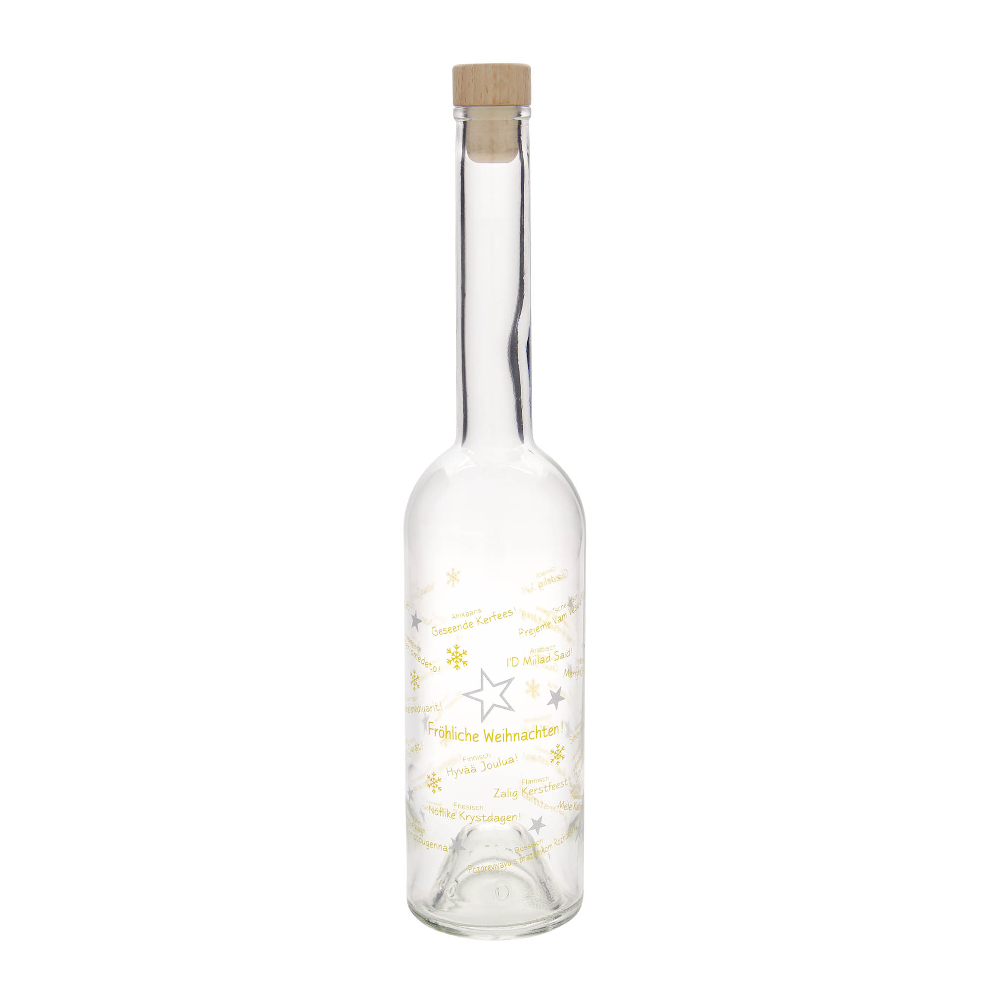 500 ml glasflaske 'Opera', motiv: Jul i verden, åbning: Kork