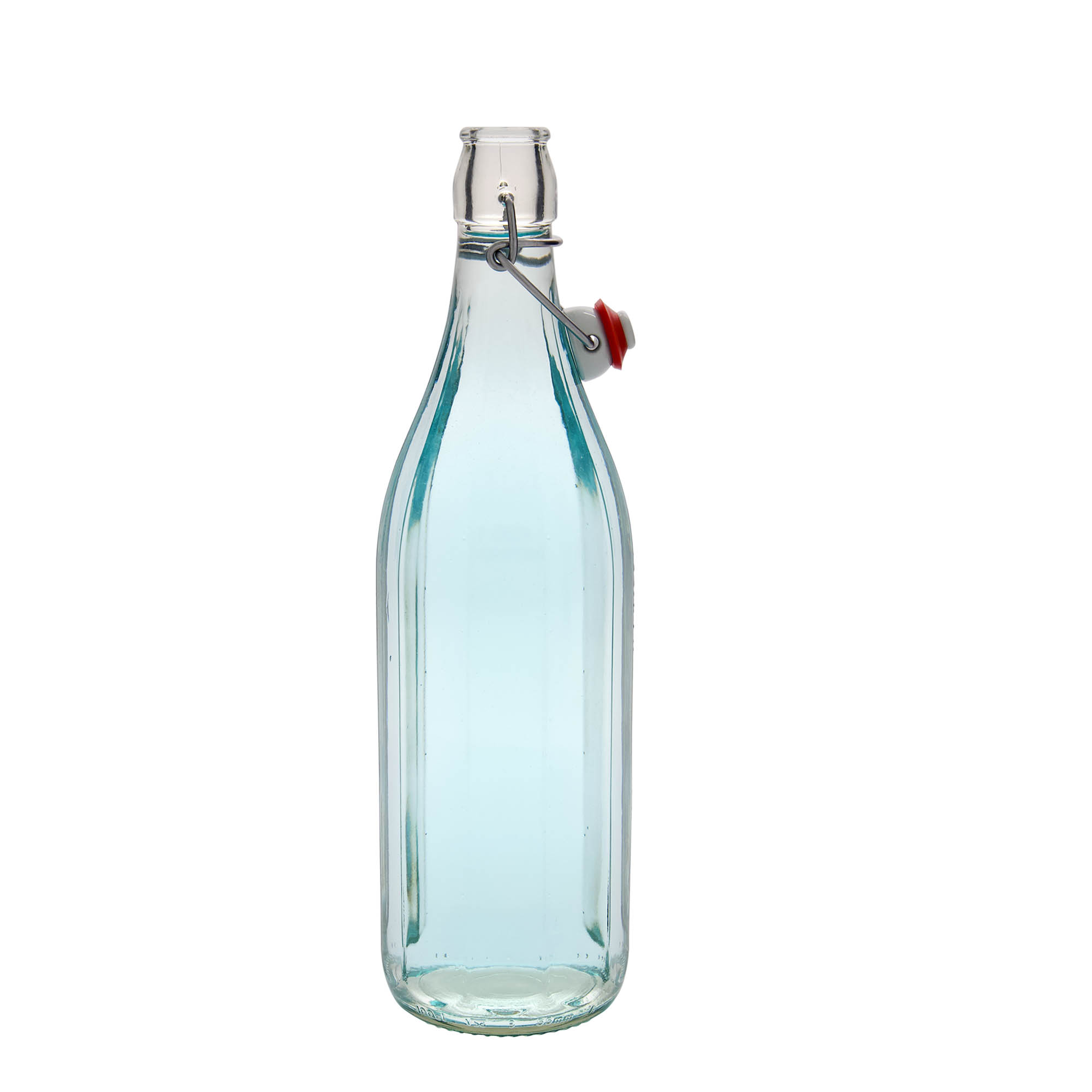 1.000 ml glasflaske 'Bravo' #, ti-kantet, munding: låseklips 1.000 ml glasflaske 'Bravo' #, ti-kantet, munding: låseklips