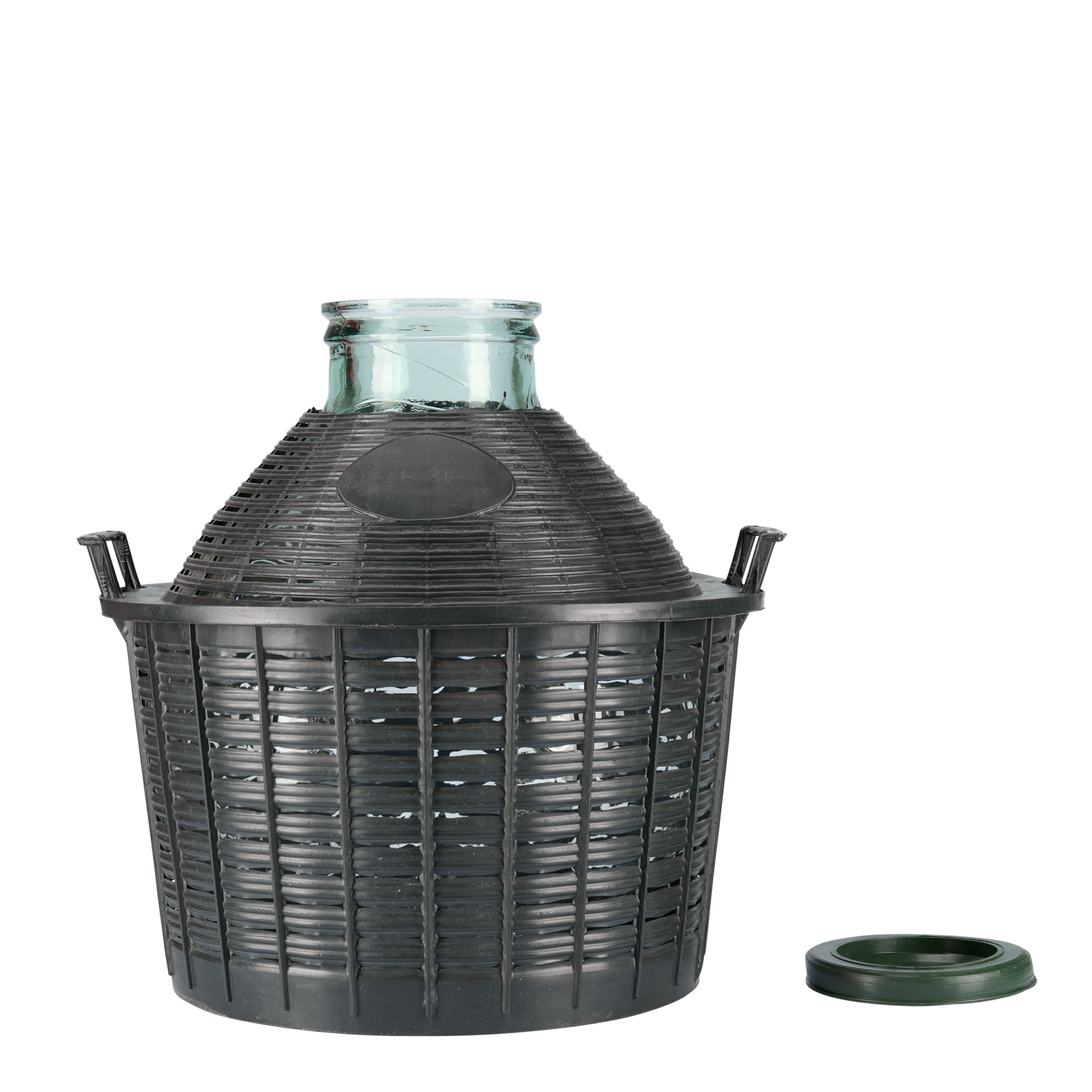 25 l ballonflaske med vid hals, glas, åbning: pålægslåg 25 l ballonflaske med vid hals, glas, åbning: pålægslåg
