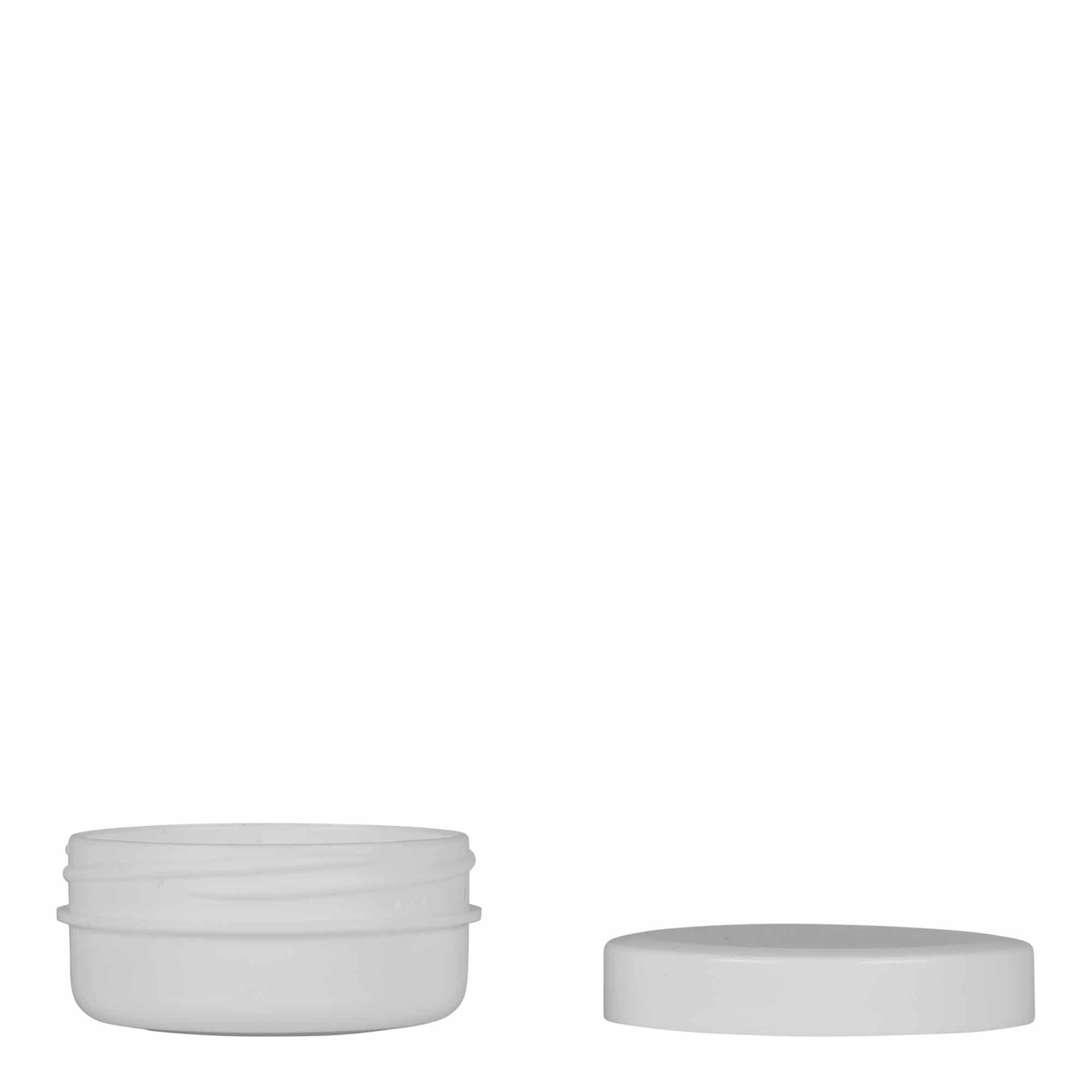 12 ml plastikdåse 'White Line', PP, hvid, åbning: skruelåg